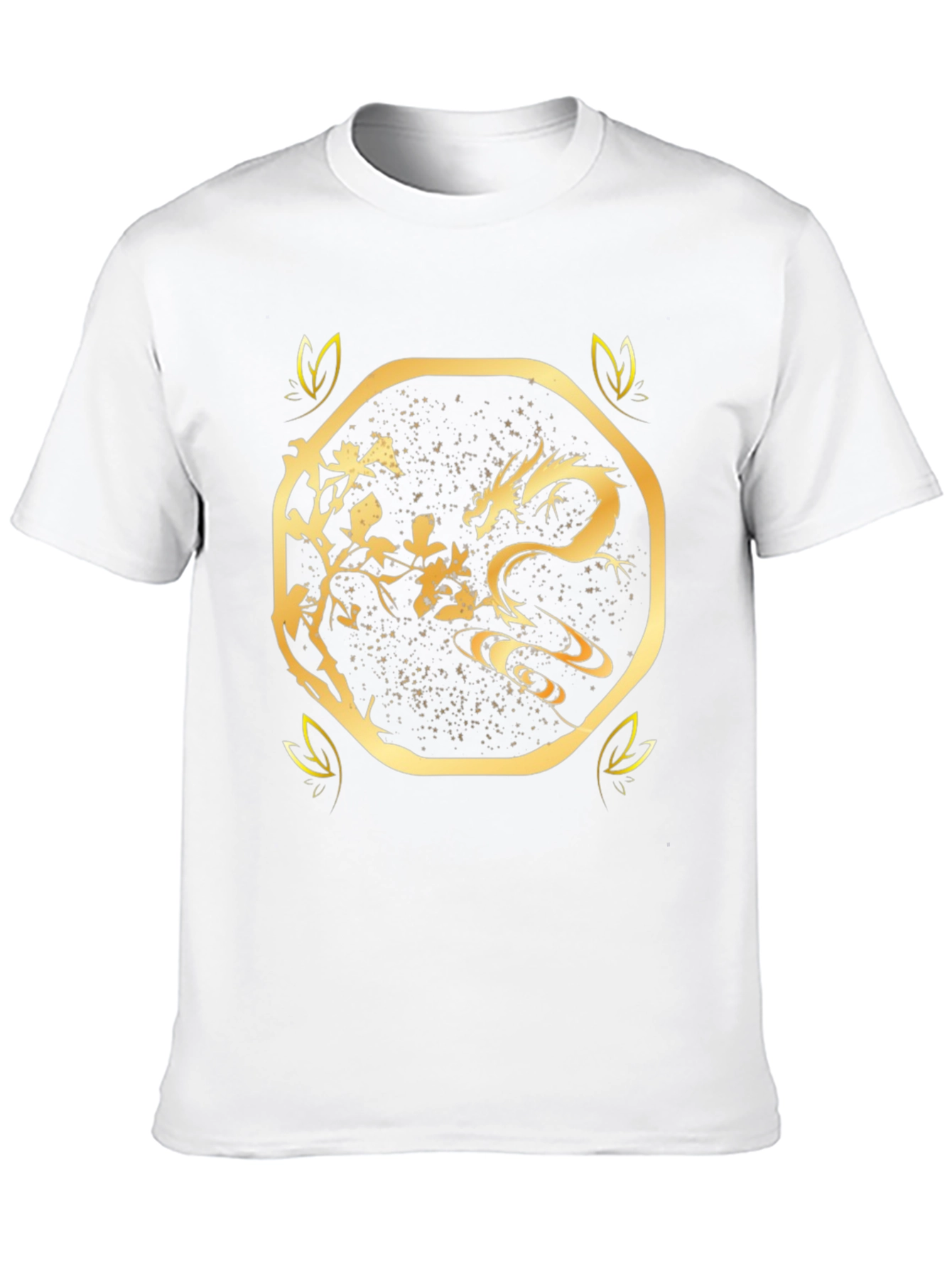 Golden Dragon Graphic Print Black T-Shirt