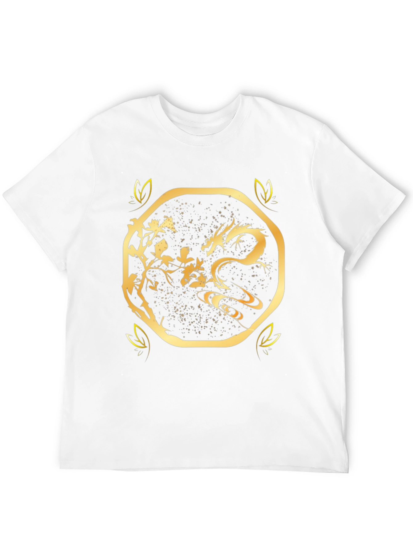 Golden Dragon Graphic Print Black T-Shirt