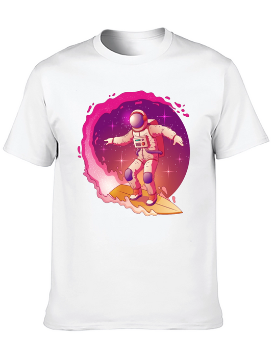 Astronaut Surfing Galaxy Wave T-Shirt