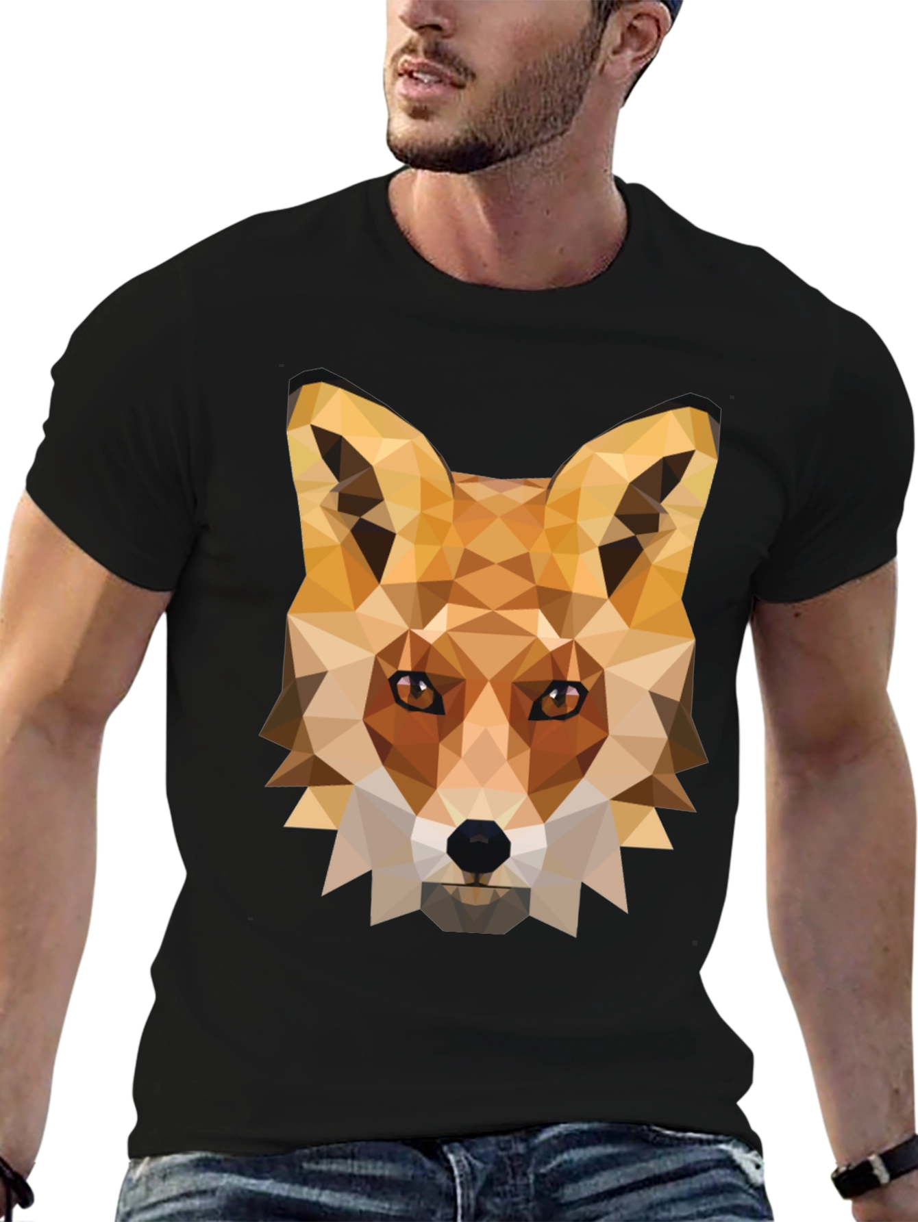 Geometric Fox Graphic Tee - Modern Animal Print Shirt