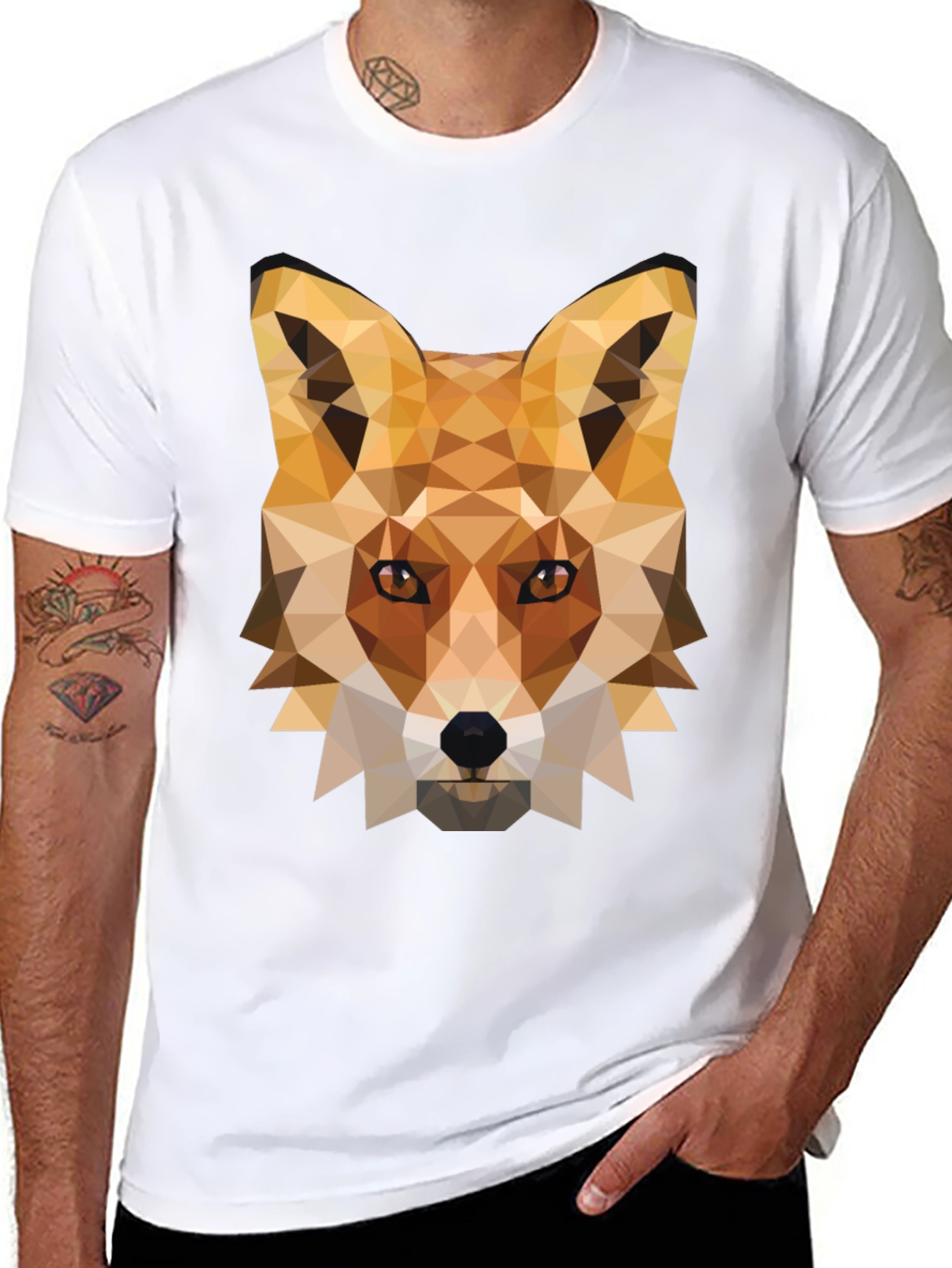 Geometric Fox Graphic Tee - Modern Animal Print Shirt