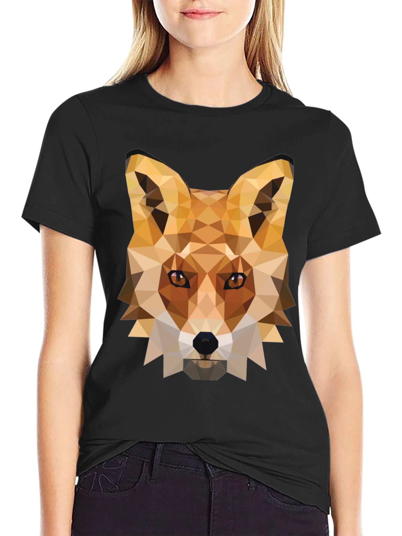 Geometric Fox Graphic Tee - Modern Animal Print Shirt