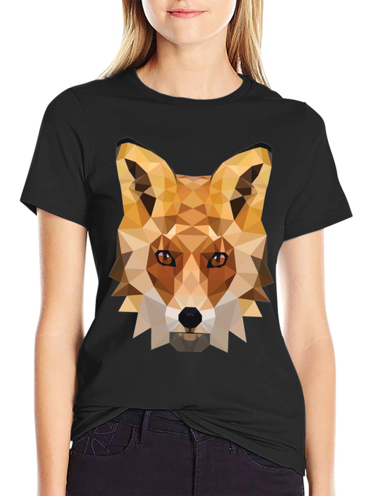 Geometric Fox Graphic Tee - Modern Animal Print Shirt