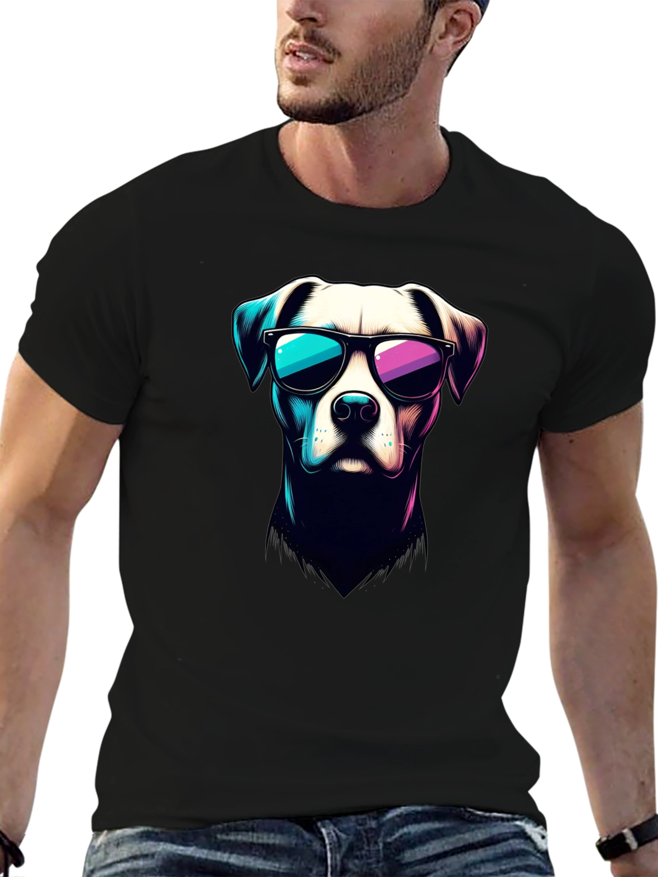 Cool Dog Graphic T-Shirt - Stylish Black Tee