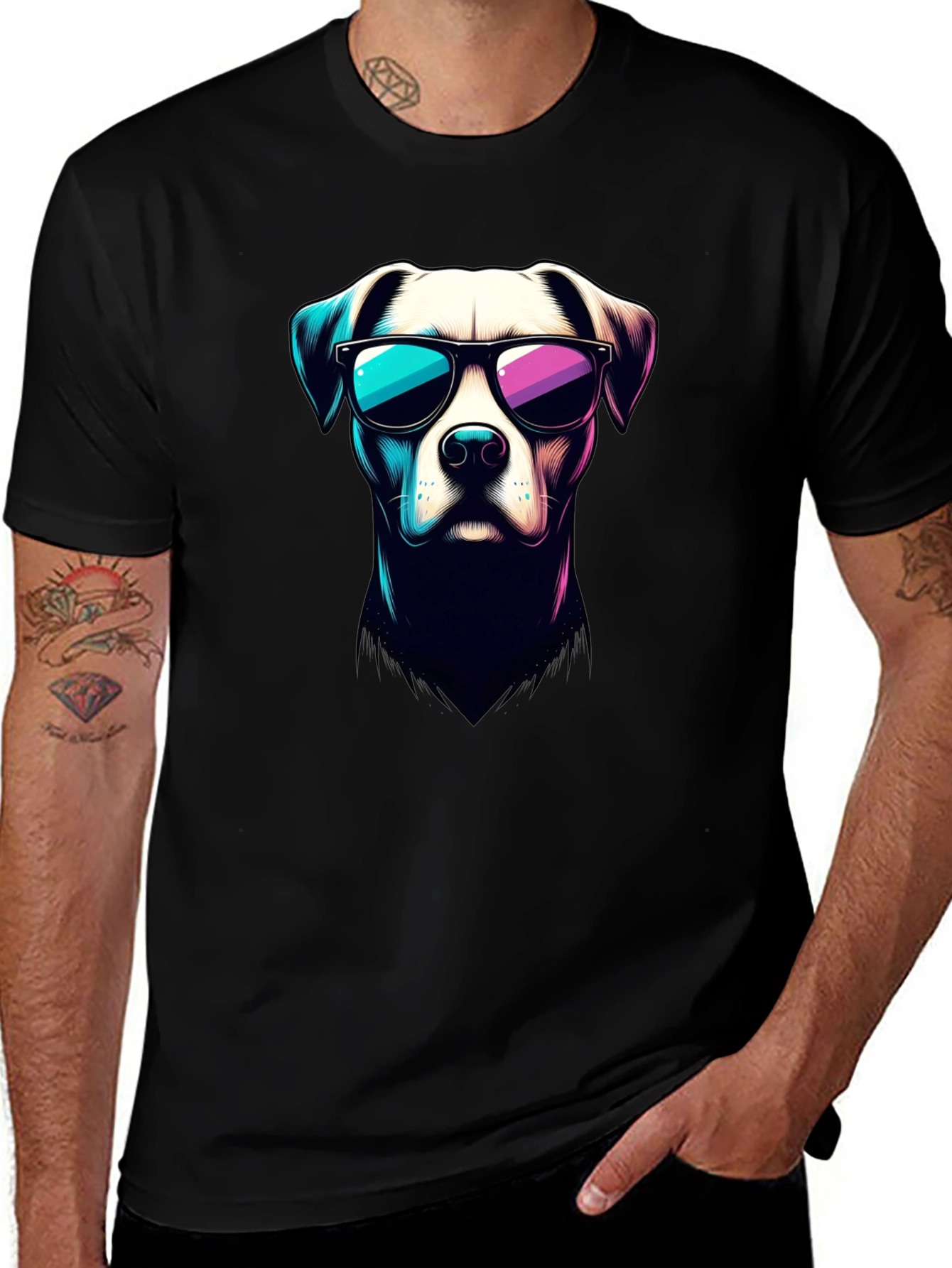 Cool Dog Graphic T-Shirt - Stylish Black Tee