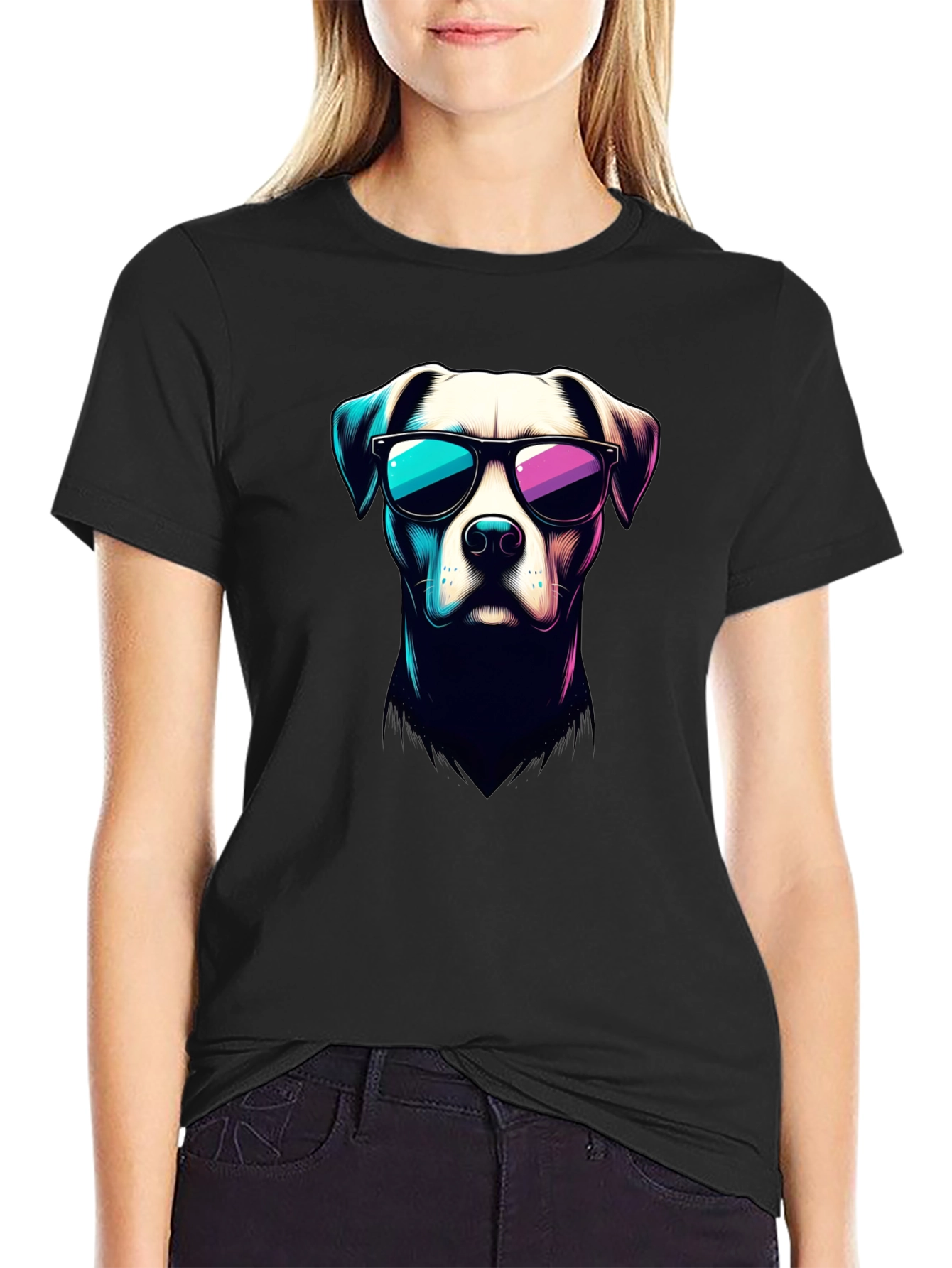 Cool Dog Graphic T-Shirt - Stylish Black Tee