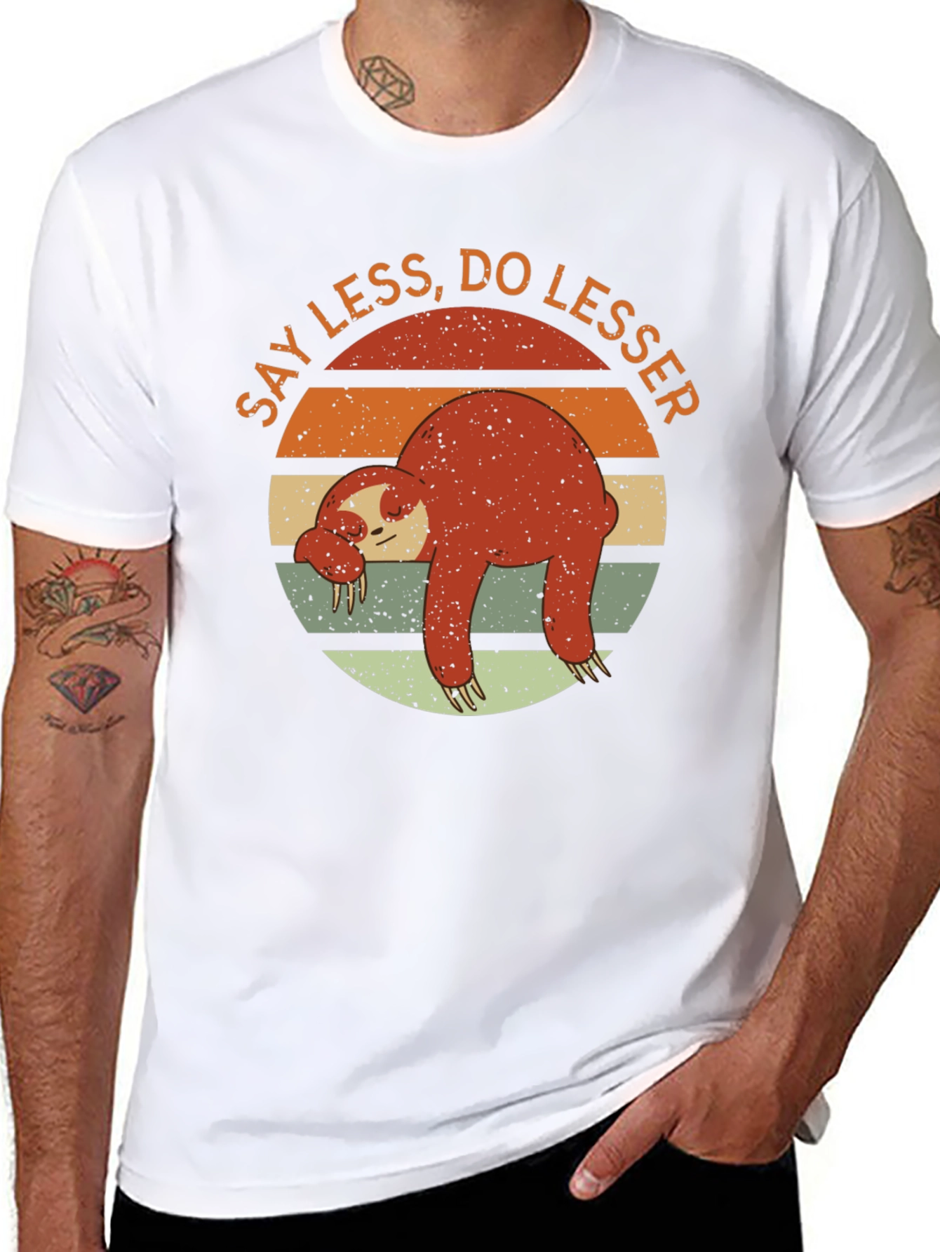 Lazy Sloth Graphic T-Shirt - Say Less Do Lesser