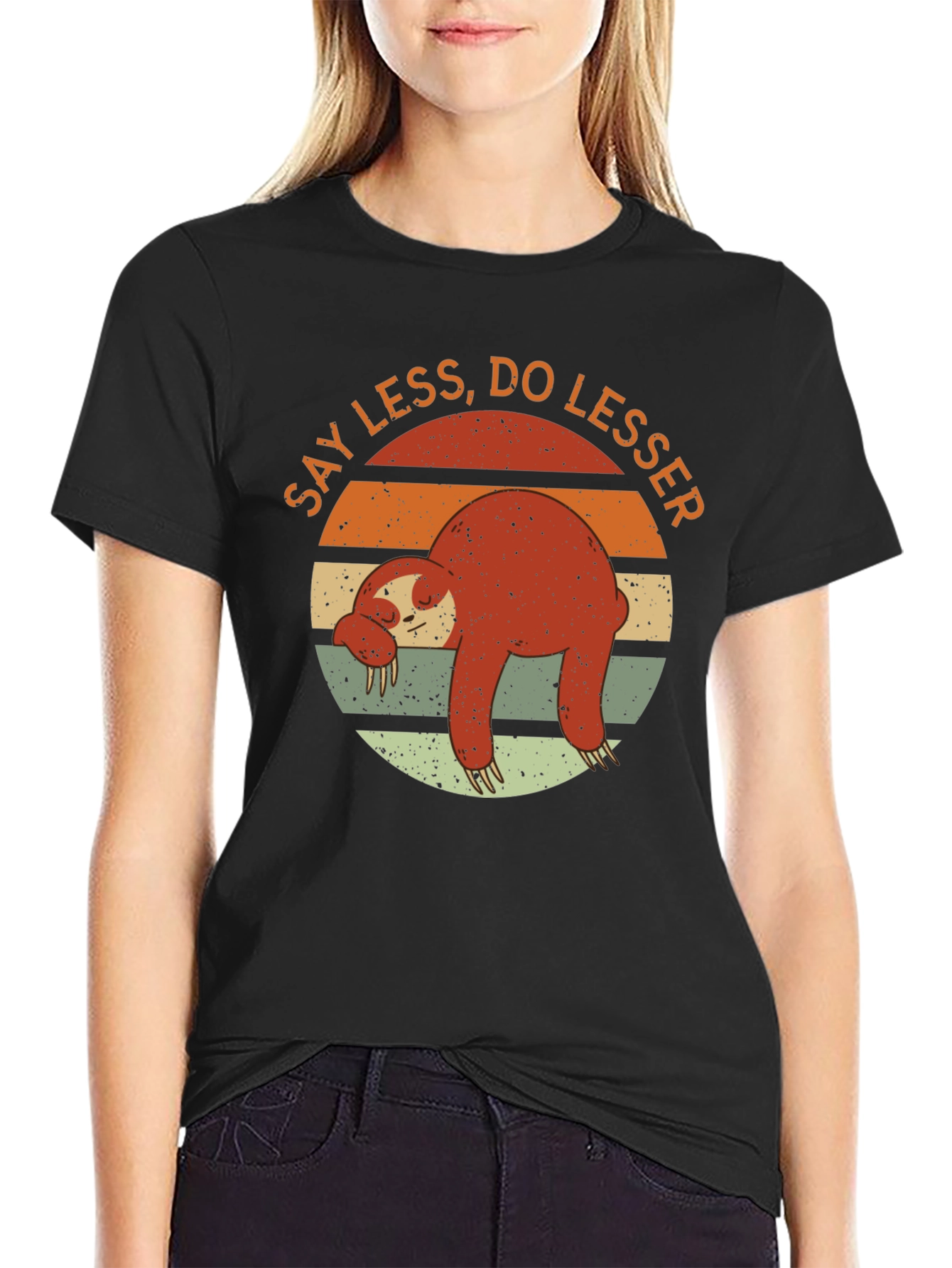 Lazy Sloth Graphic T-Shirt - Say Less Do Lesser