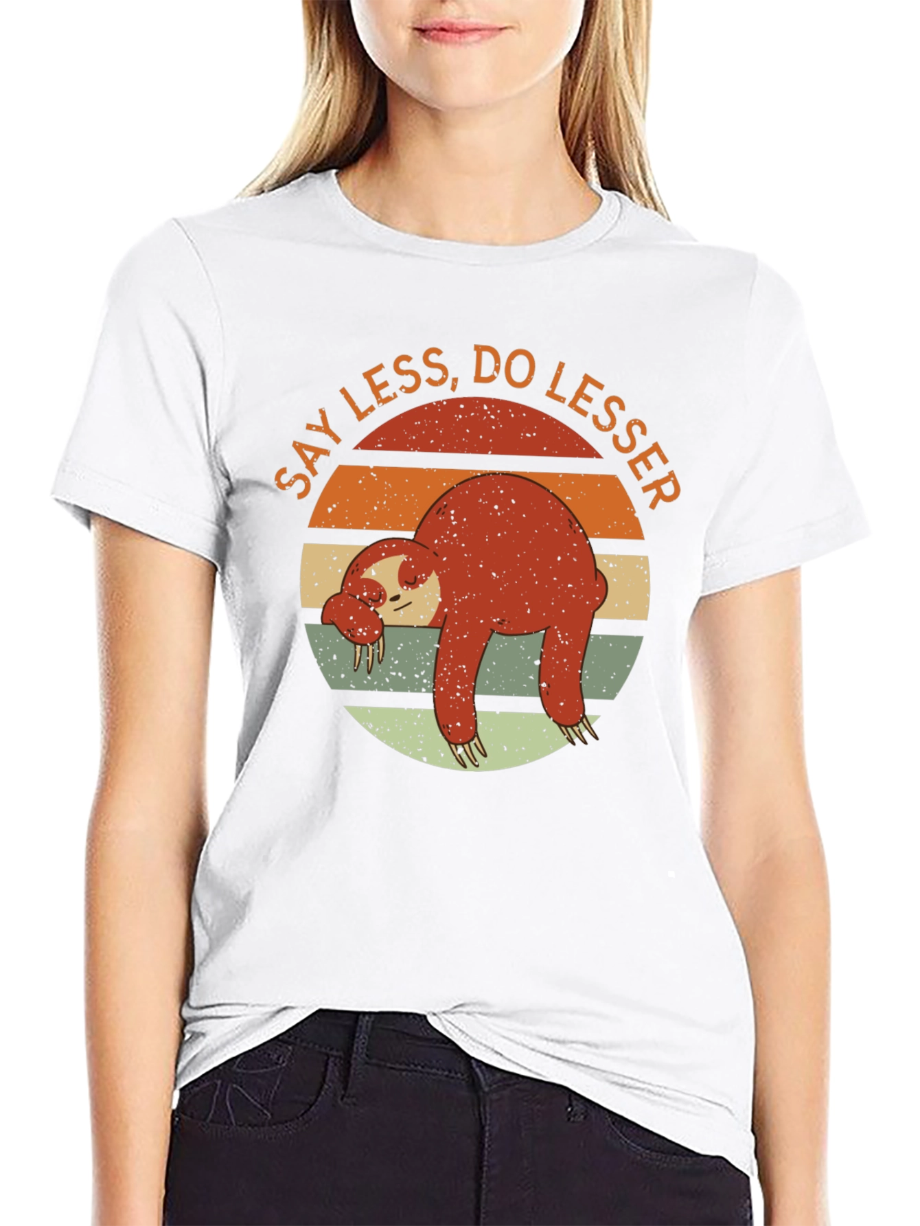 Lazy Sloth Graphic T-Shirt - Say Less Do Lesser