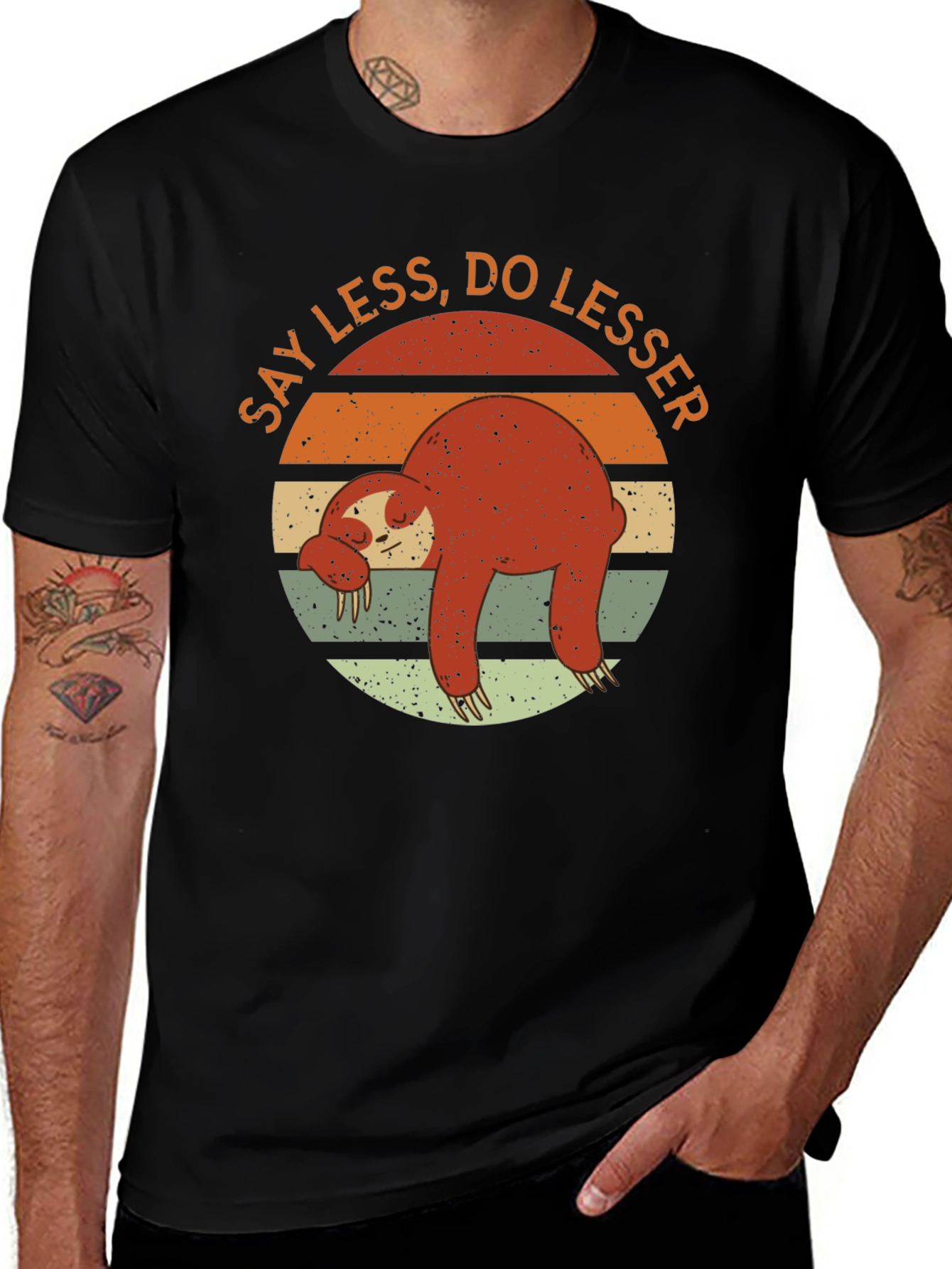 Lazy Sloth Graphic T-Shirt - Say Less Do Lesser
