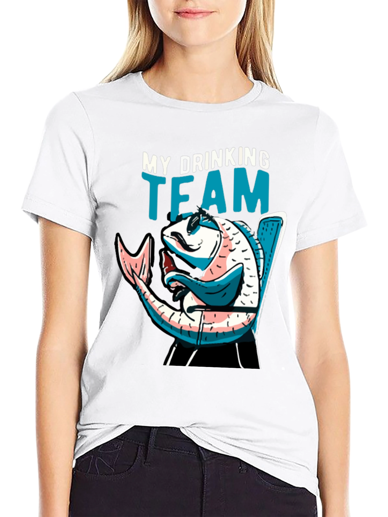 Drinking Team Fish Graphic Tee