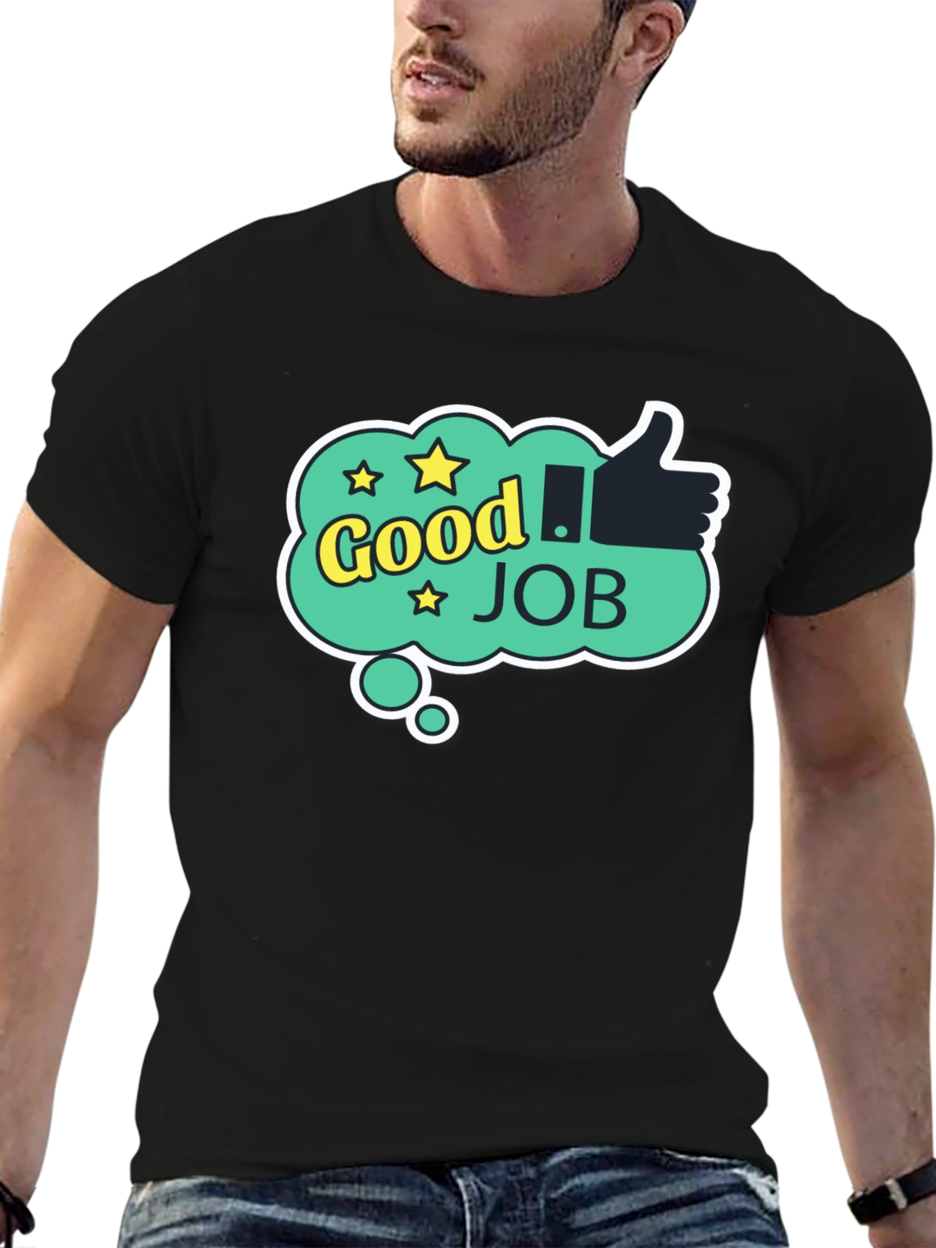 Good Job Graphic Tee - Mens Black Cotton T-Shirt
