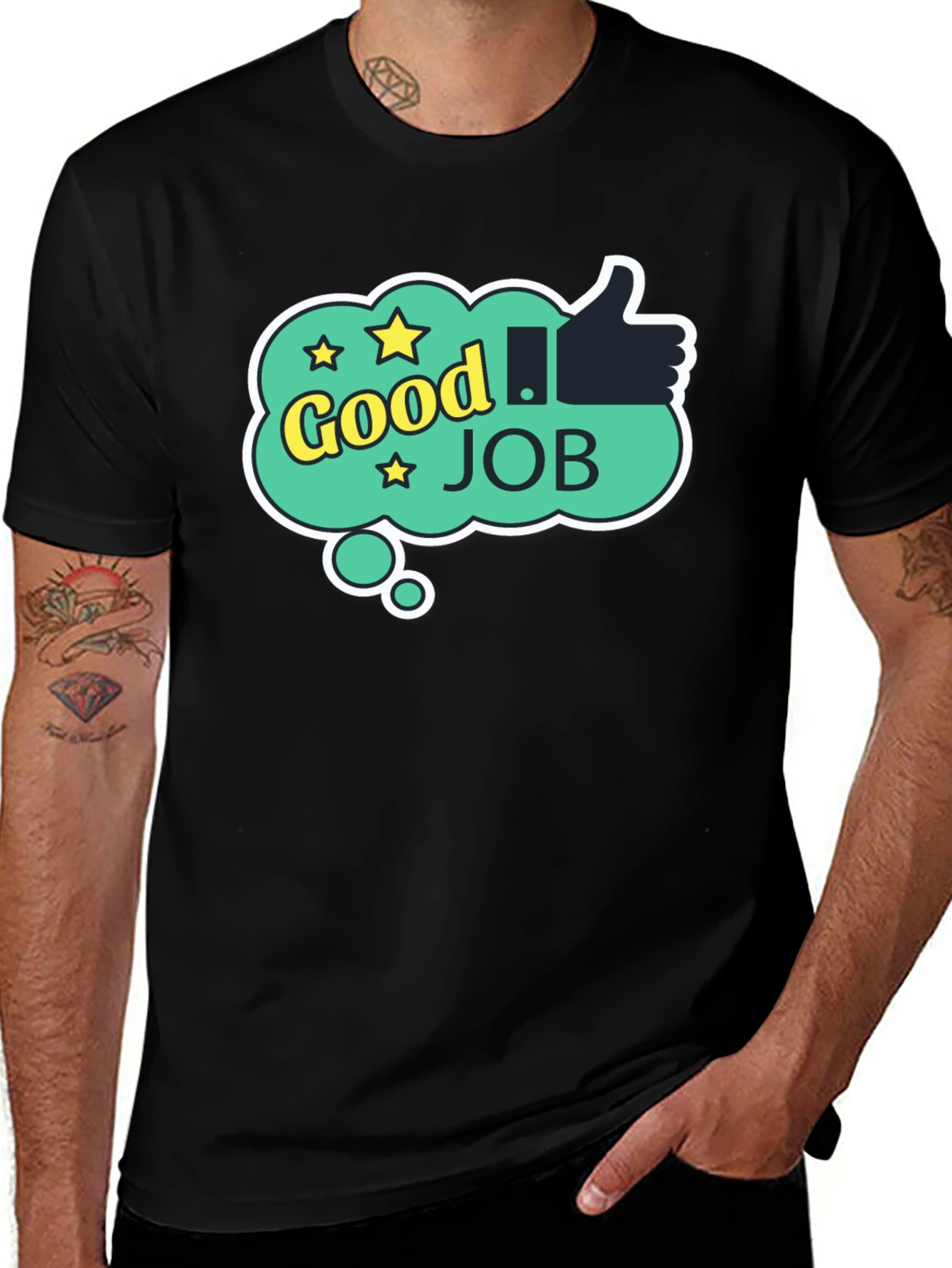Good Job Graphic Tee - Mens Black Cotton T-Shirt