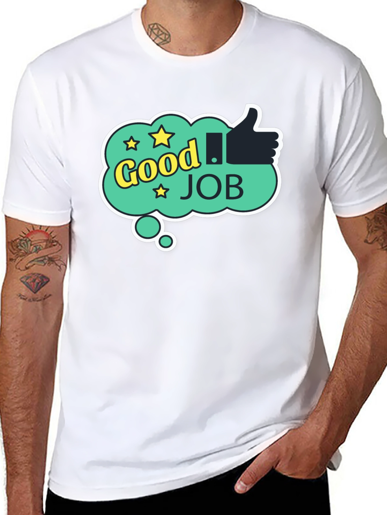 Good Job Graphic Tee - Mens Black Cotton T-Shirt