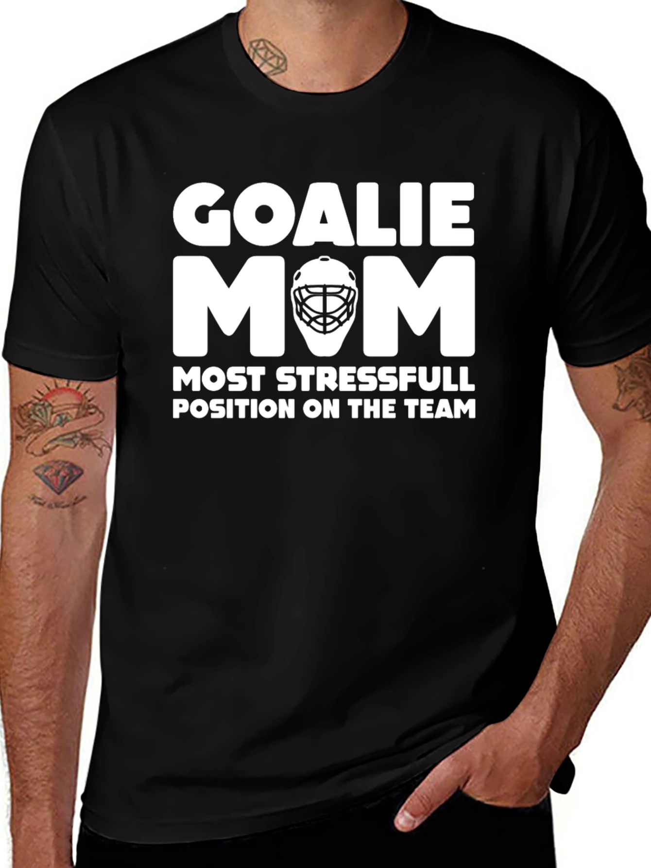 Goalie Mom T-Shirt: Most Stressful Position Hockey Tee
