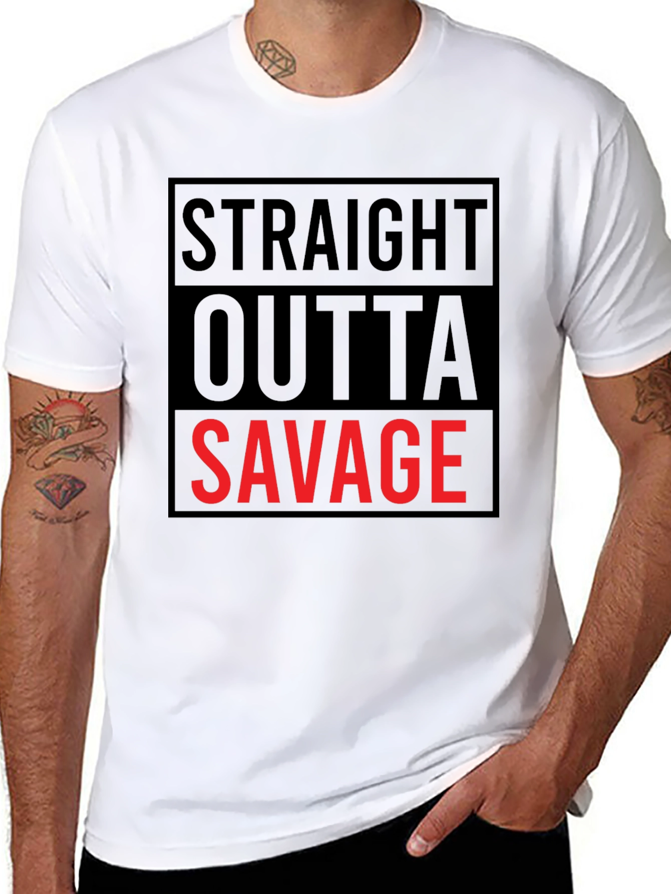 Straight Outta Savage Graphic Tee - Bold Statement Shirt