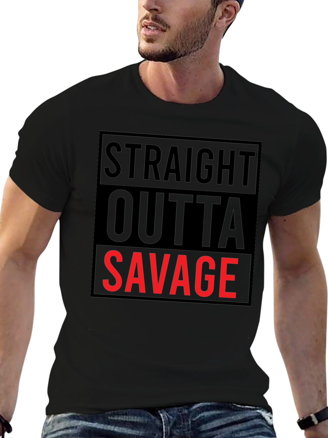 Straight Outta Savage Graphic Tee - Bold Statement Shirt