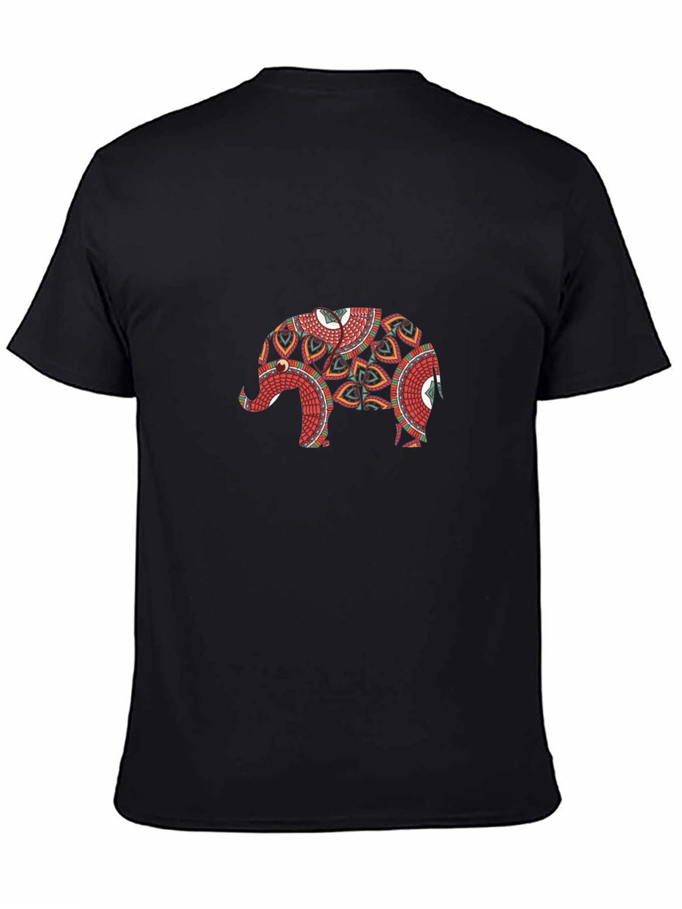 Elephant Mandala Print Black T-Shirt