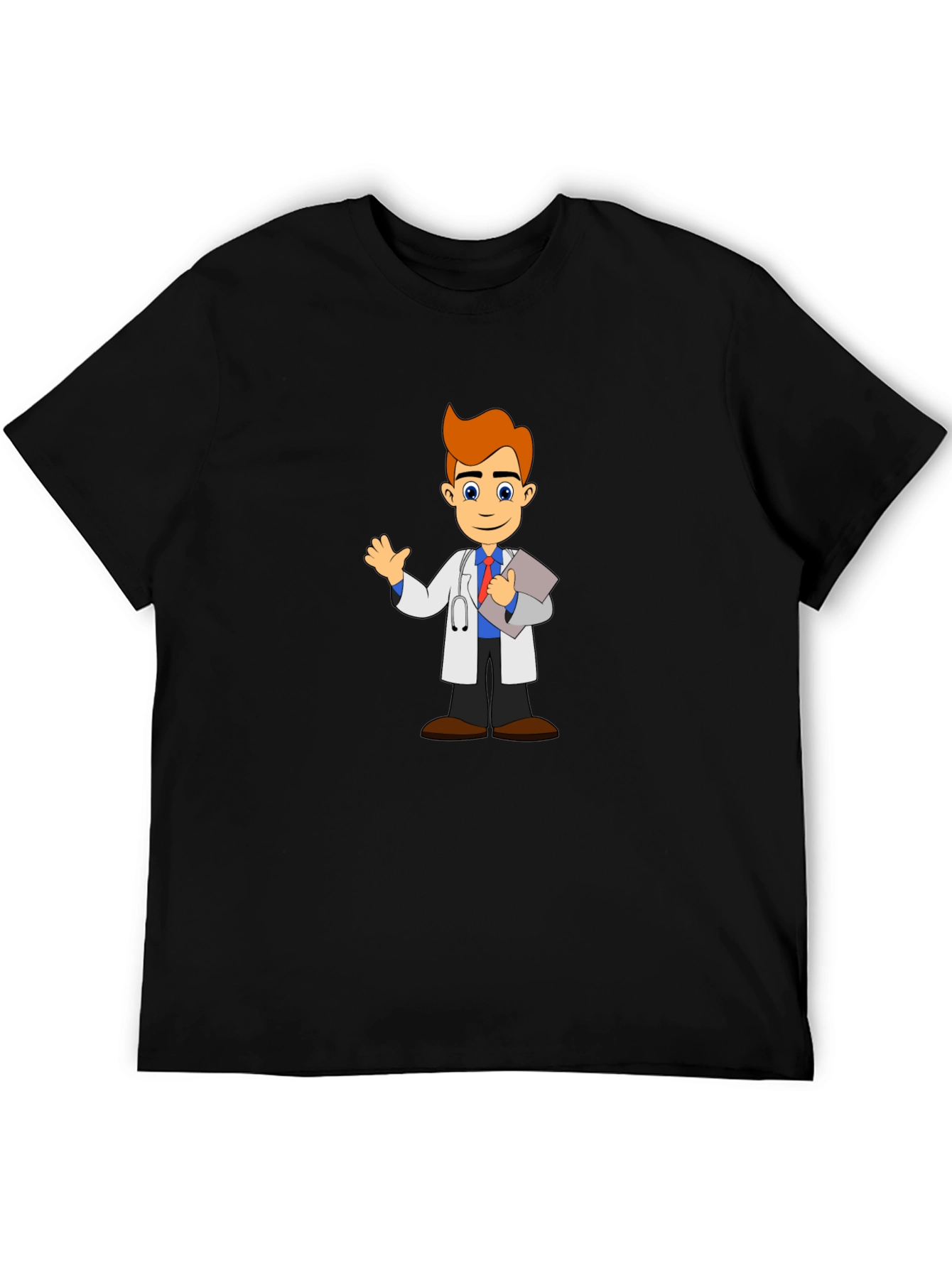 Cartoon Doctor T-Shirt - Black Cotton Blend