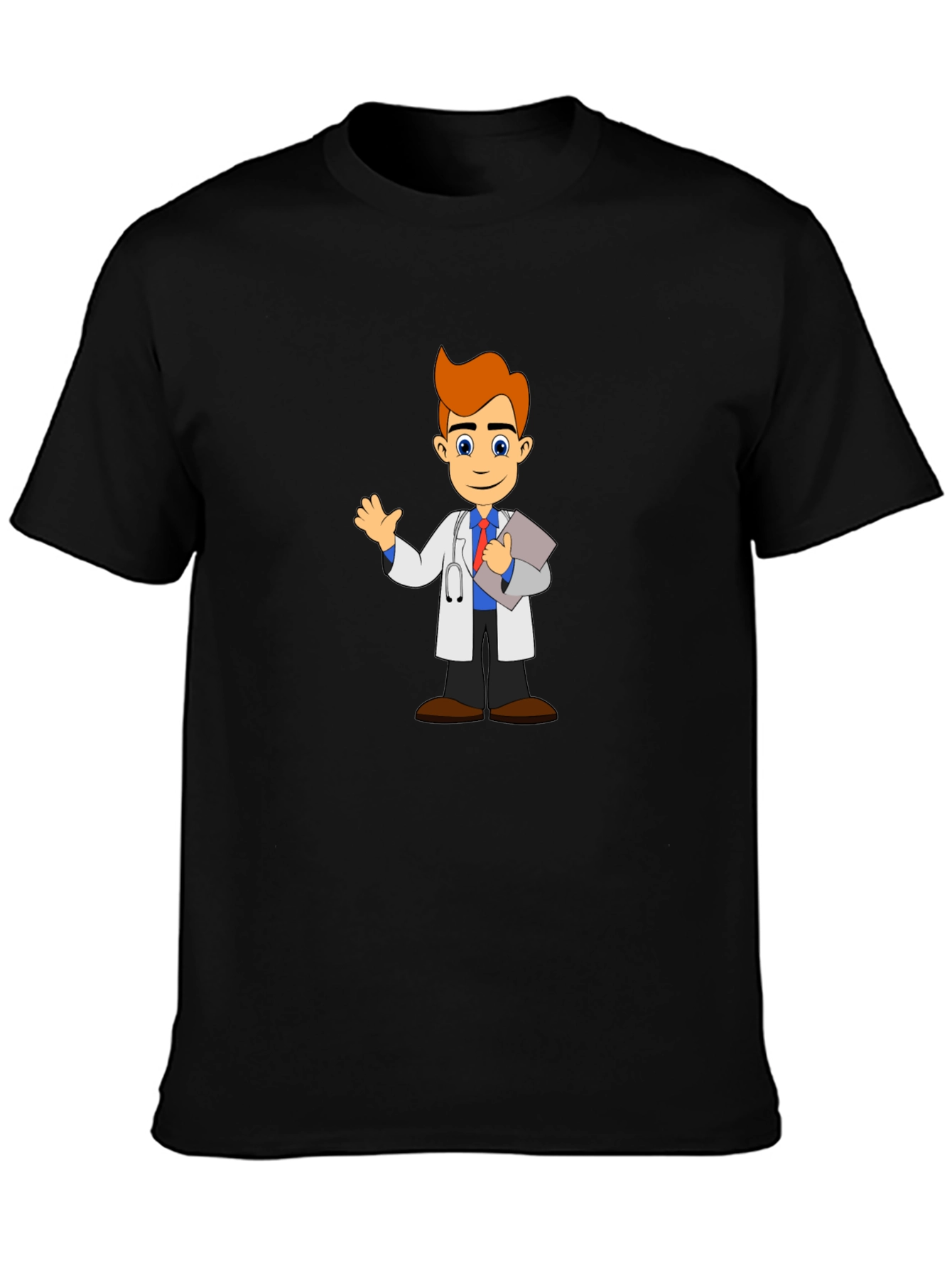 Cartoon Doctor T-Shirt - Black Cotton Blend
