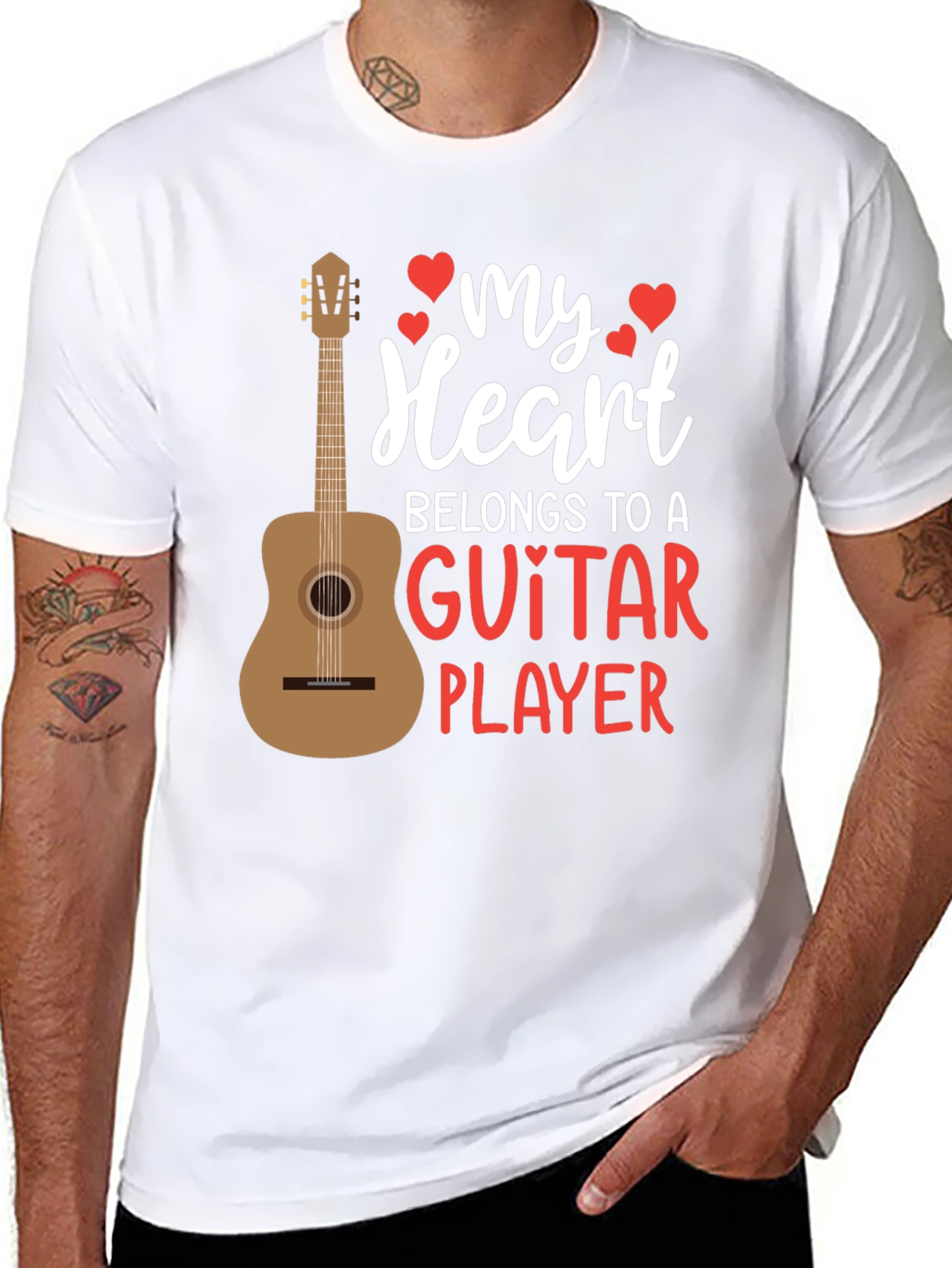 Guitar Player Heart Graphic Tee - Musicians Love