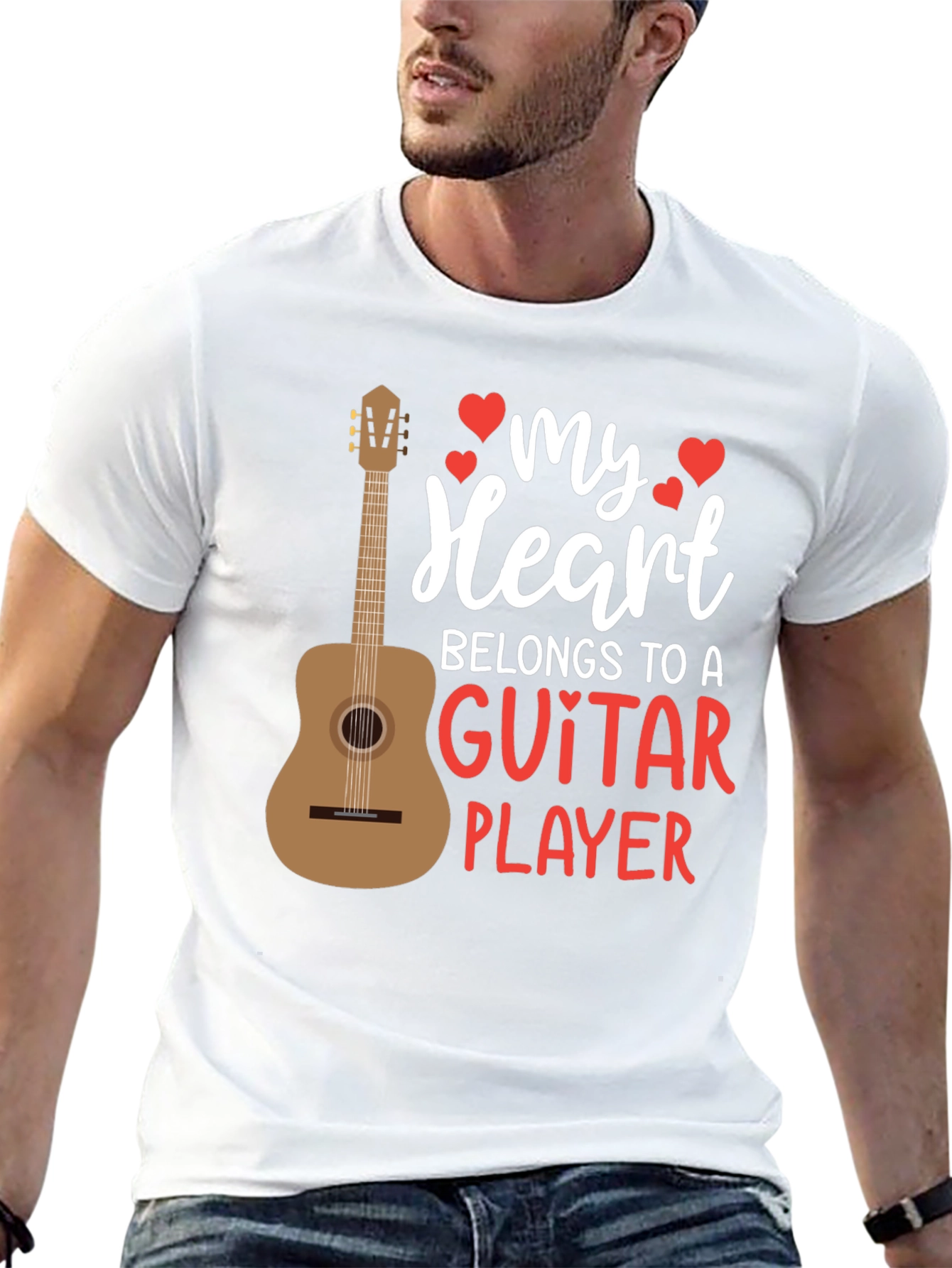 Guitar Player Heart Graphic Tee - Musicians Love