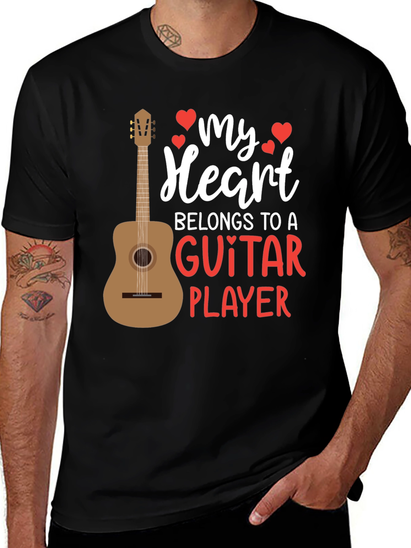 Guitar Player Heart Graphic Tee - Musicians Love