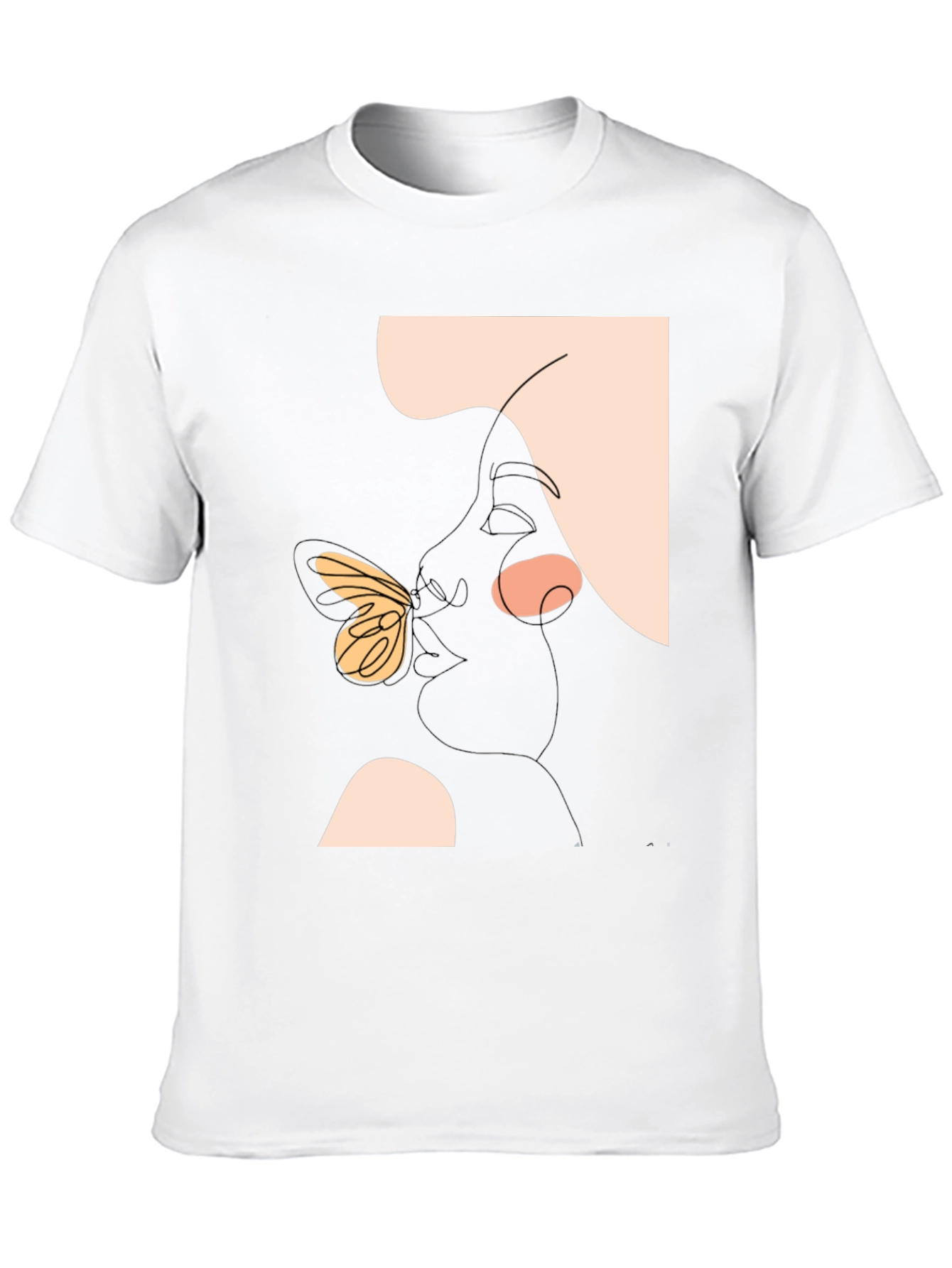 Abstract Face and Butterfly Graphic Black T-Shirt