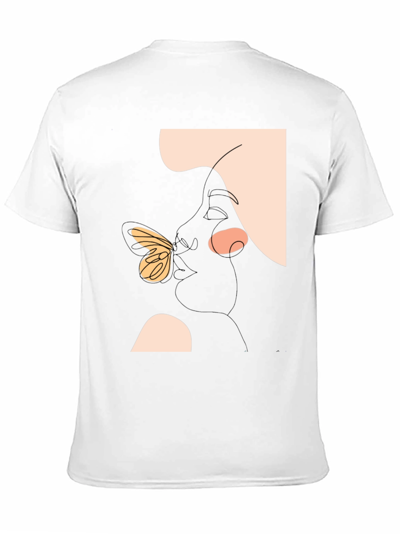Abstract Face and Butterfly Graphic Black T-Shirt
