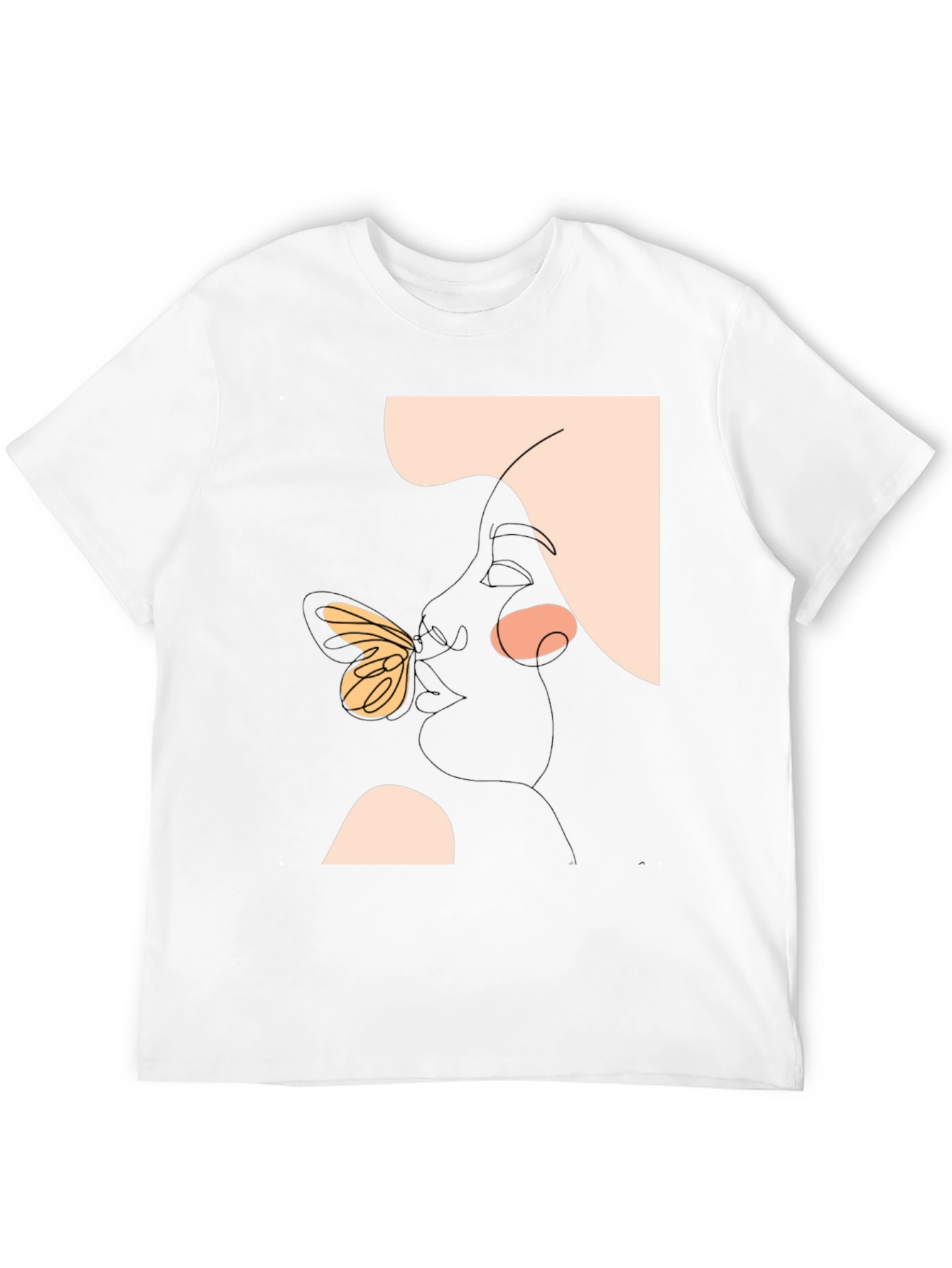 Abstract Face and Butterfly Graphic Black T-Shirt