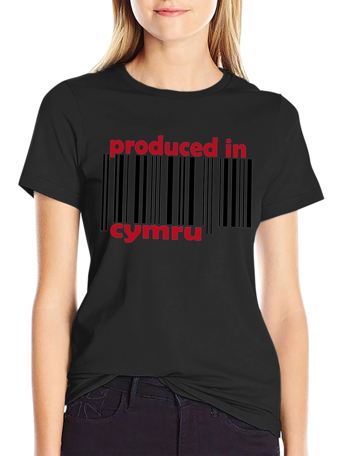 Produced in Cymru Black T-Shirt Welsh Pride
