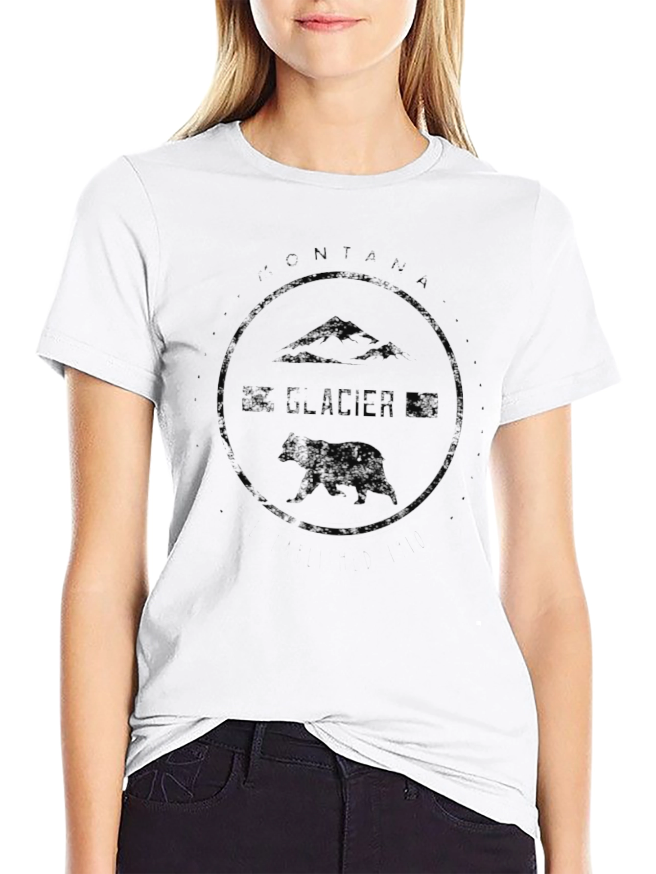 Montana Glacier Bear Graphic Tee - Black