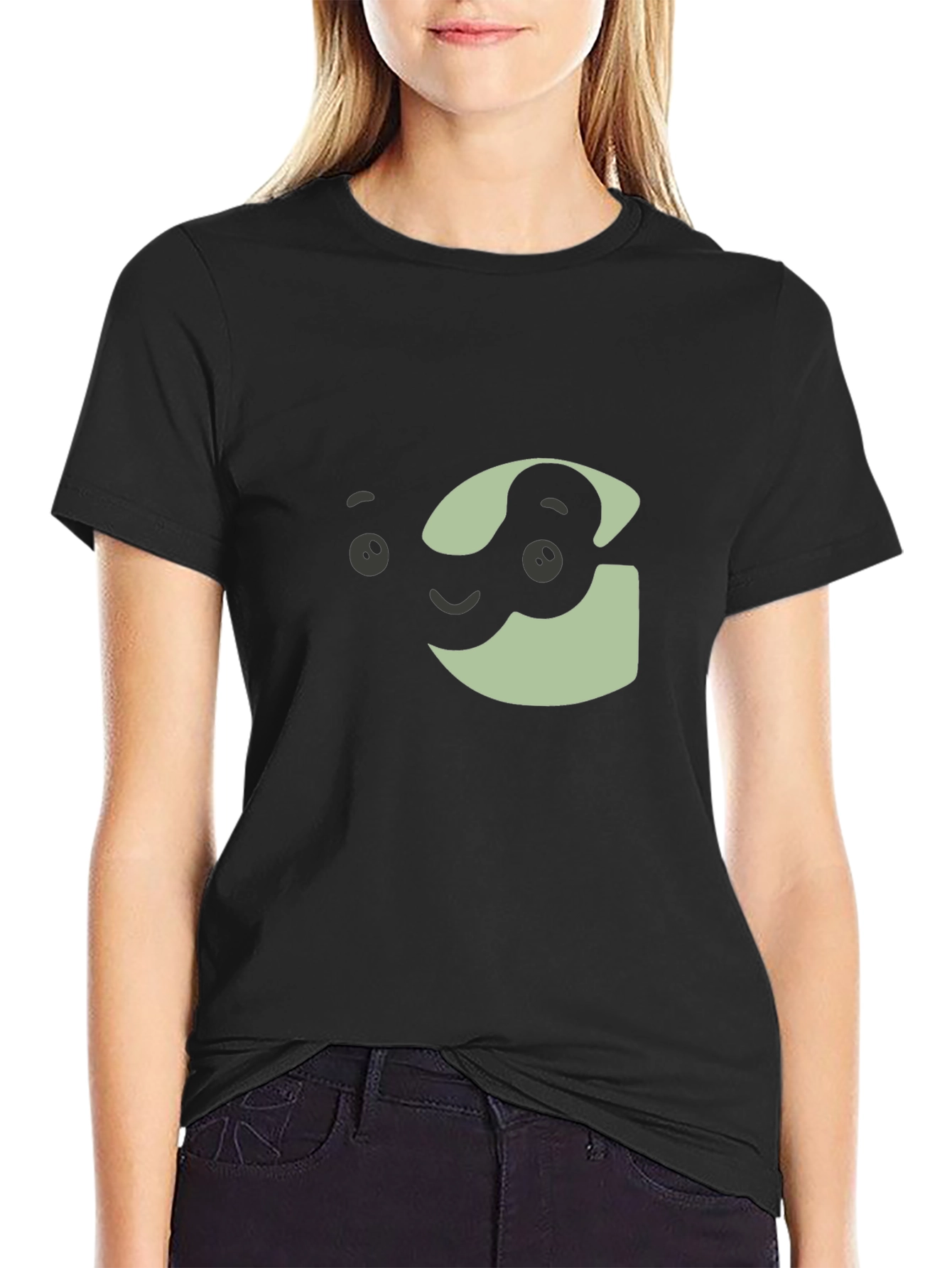 Cartoon Face Graphic Tee - Unisex Black T-Shirt