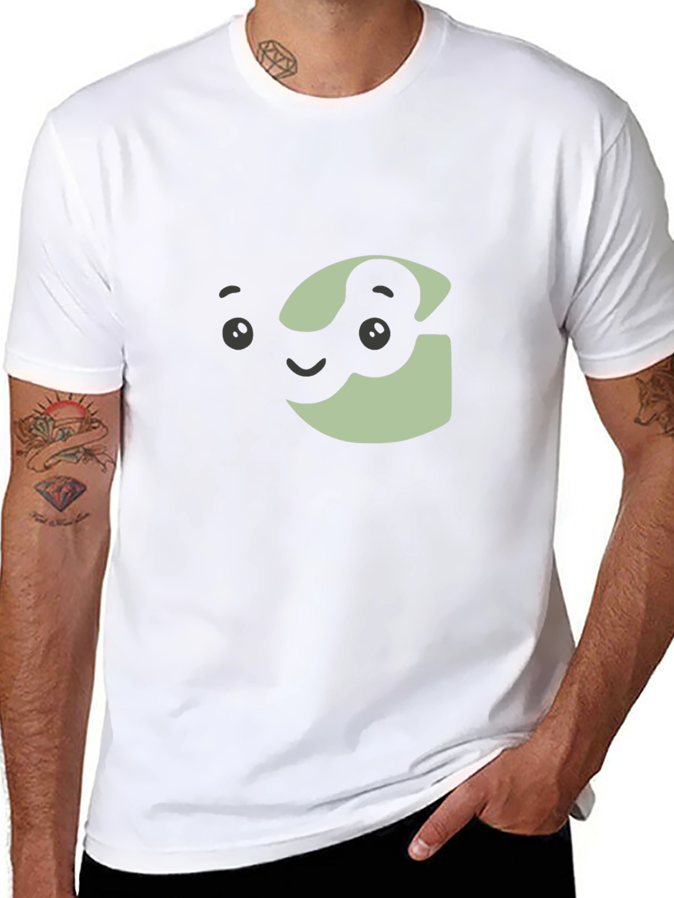Cartoon Face Graphic Tee - Unisex Black T-Shirt