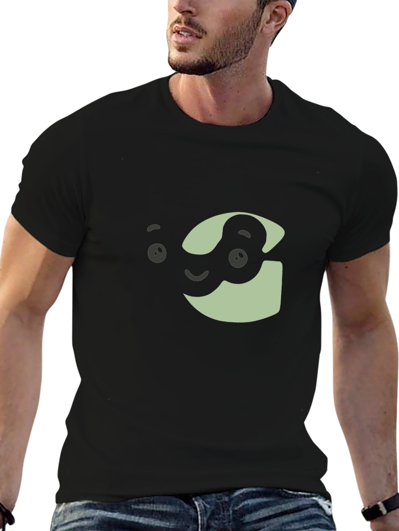 Cartoon Face Graphic Tee - Unisex Black T-Shirt