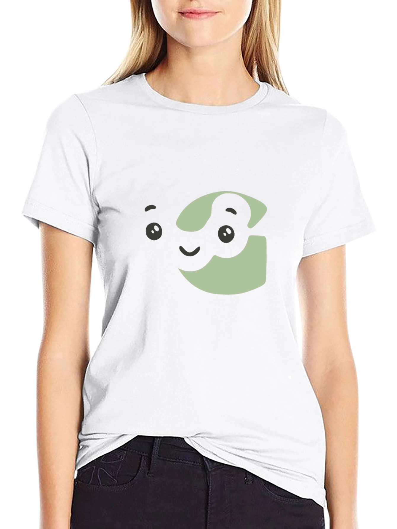 Cartoon Face Graphic Tee - Unisex Black T-Shirt