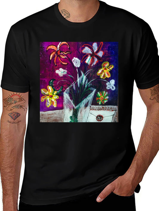 Floral Art T-Shirt - Unique Painted Design