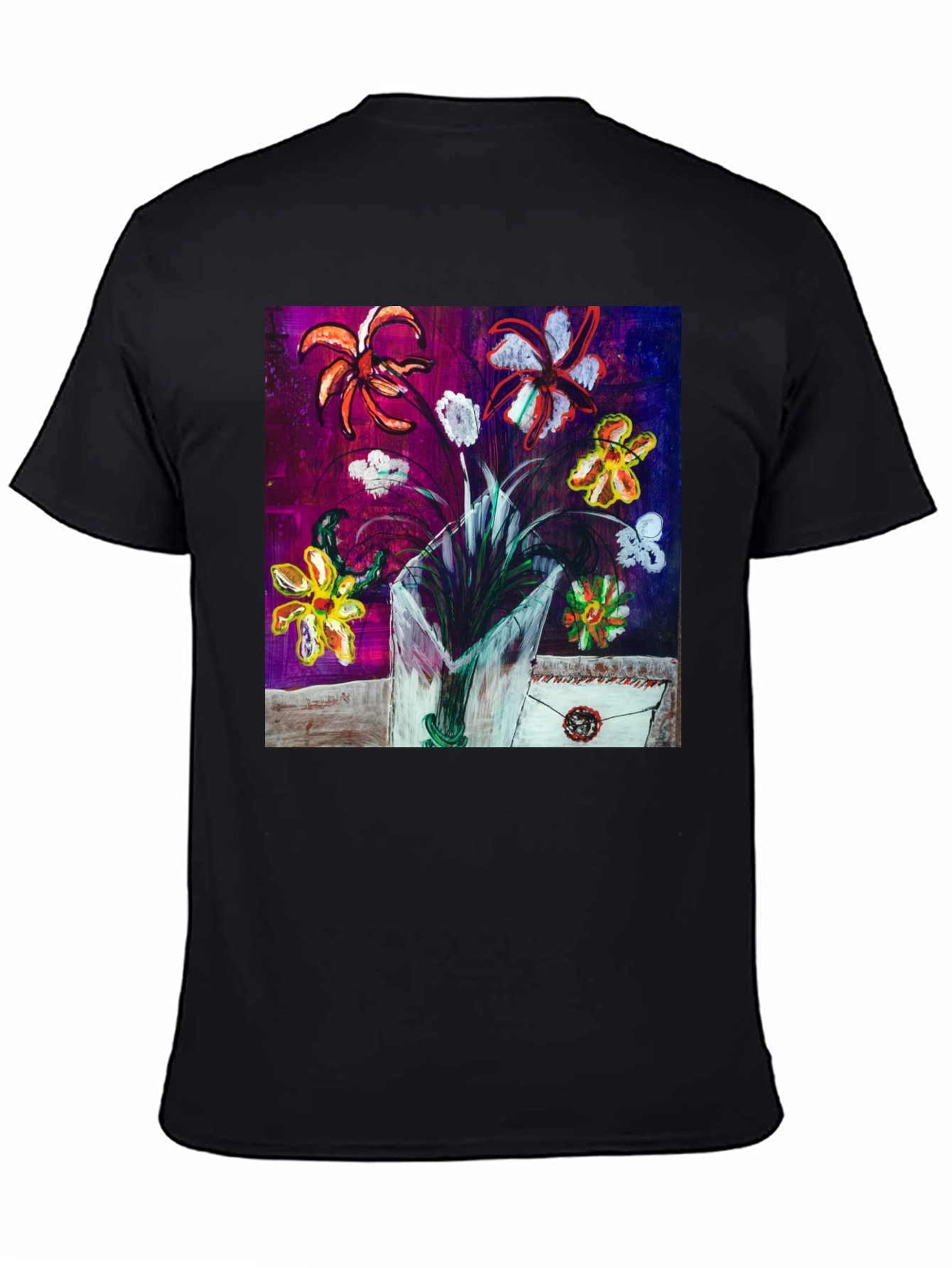 Floral Art T-Shirt - Unique Painted Design