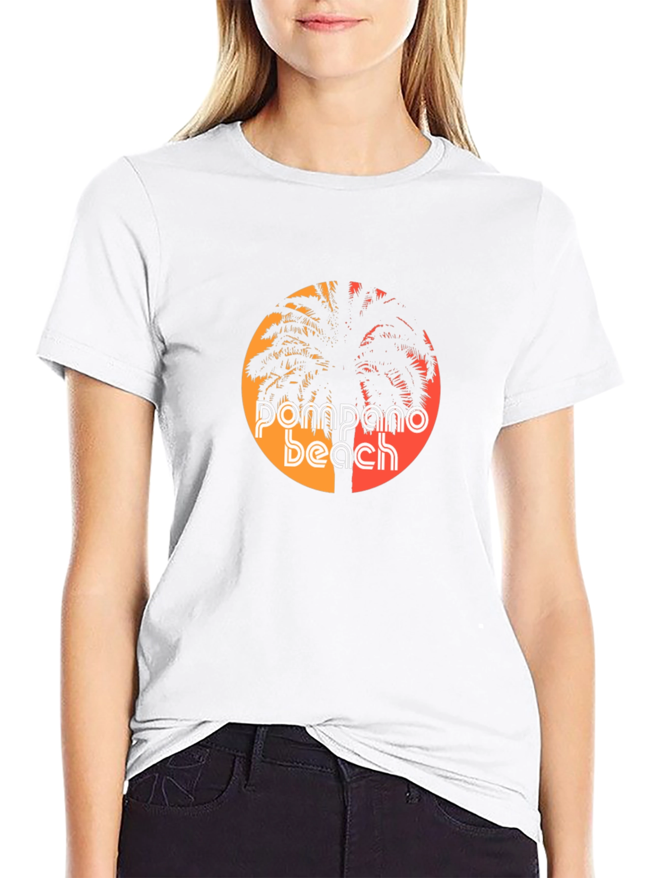 Pompano Beach Palm Tree Graphic Tee - Retro Style