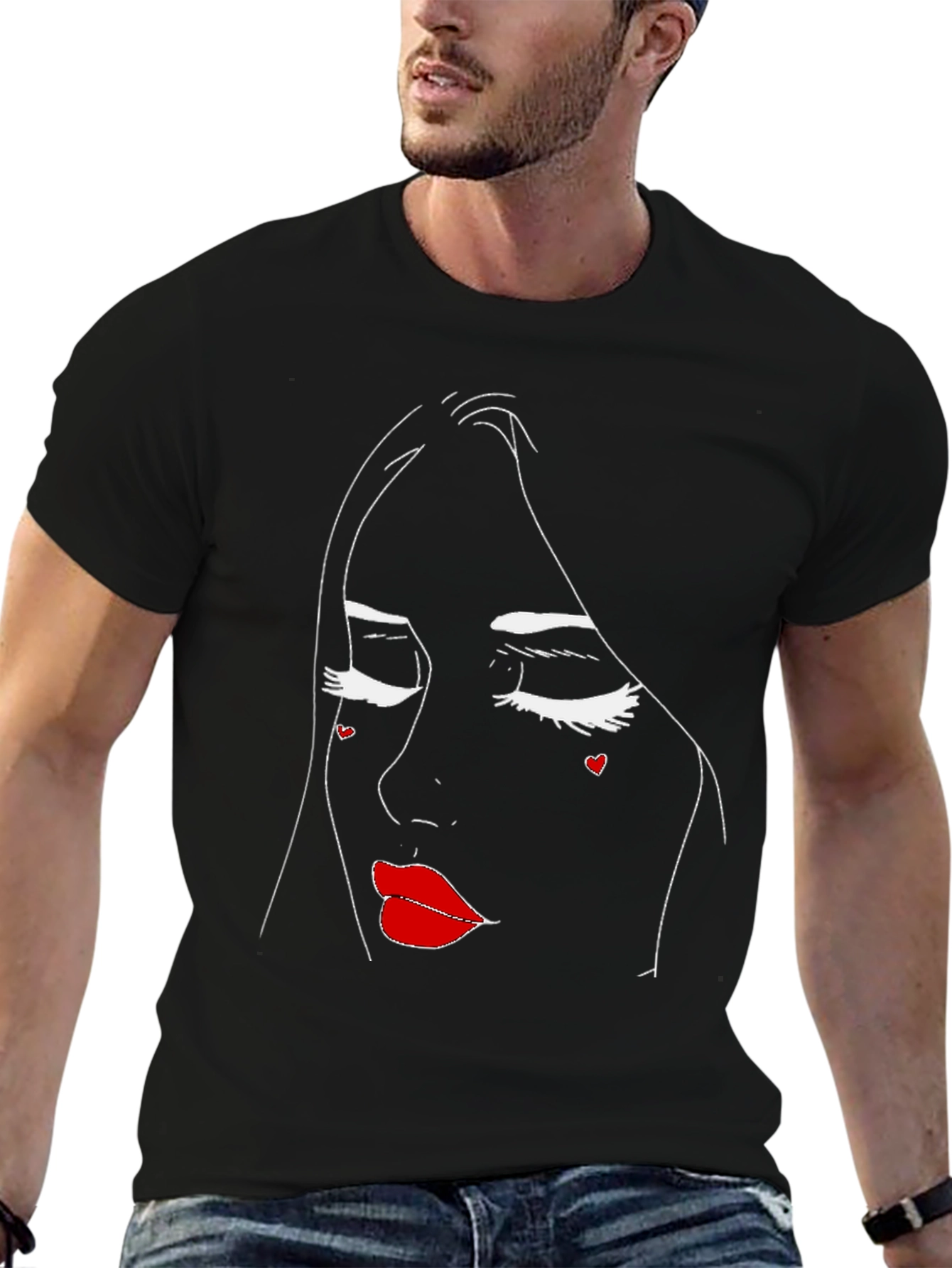 Abstract Face Black T-Shirt