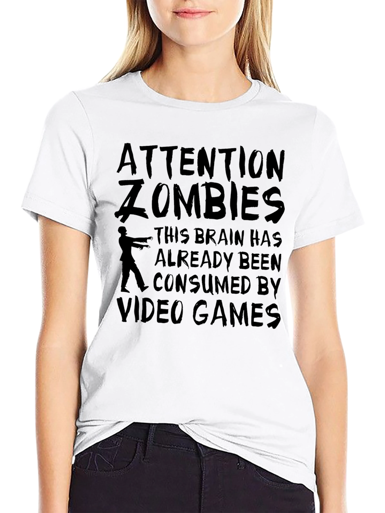 Attention Zombies T-Shirt - Video Game Consumed Brain