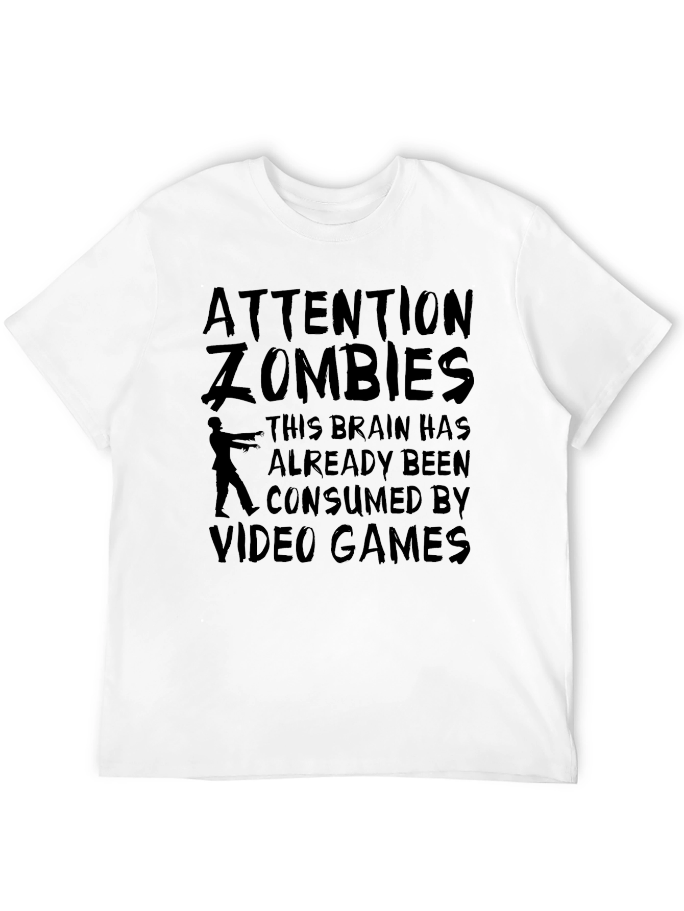 Attention Zombies T-Shirt - Video Game Consumed Brain