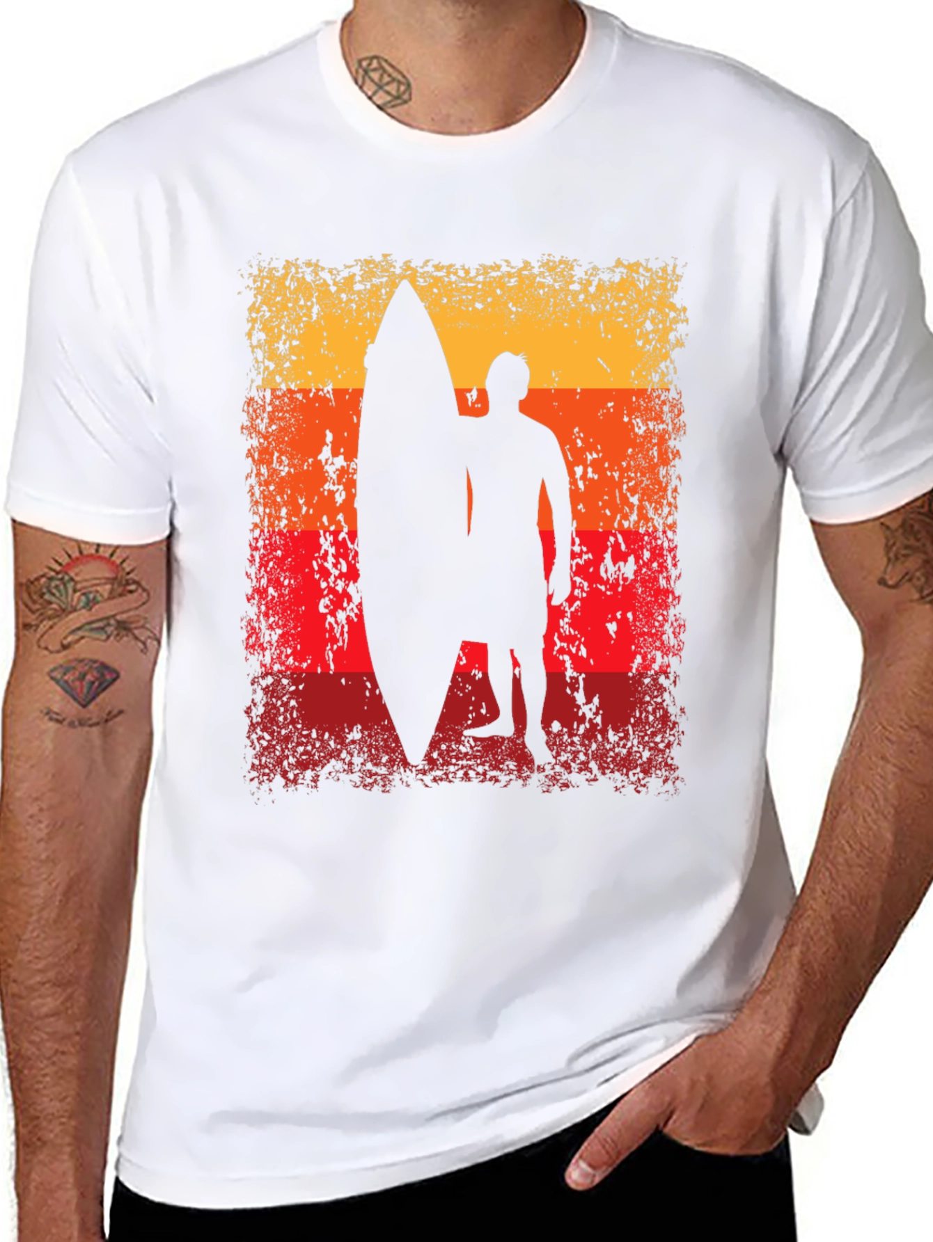 Sunset Surfer Graphic Tee - Black