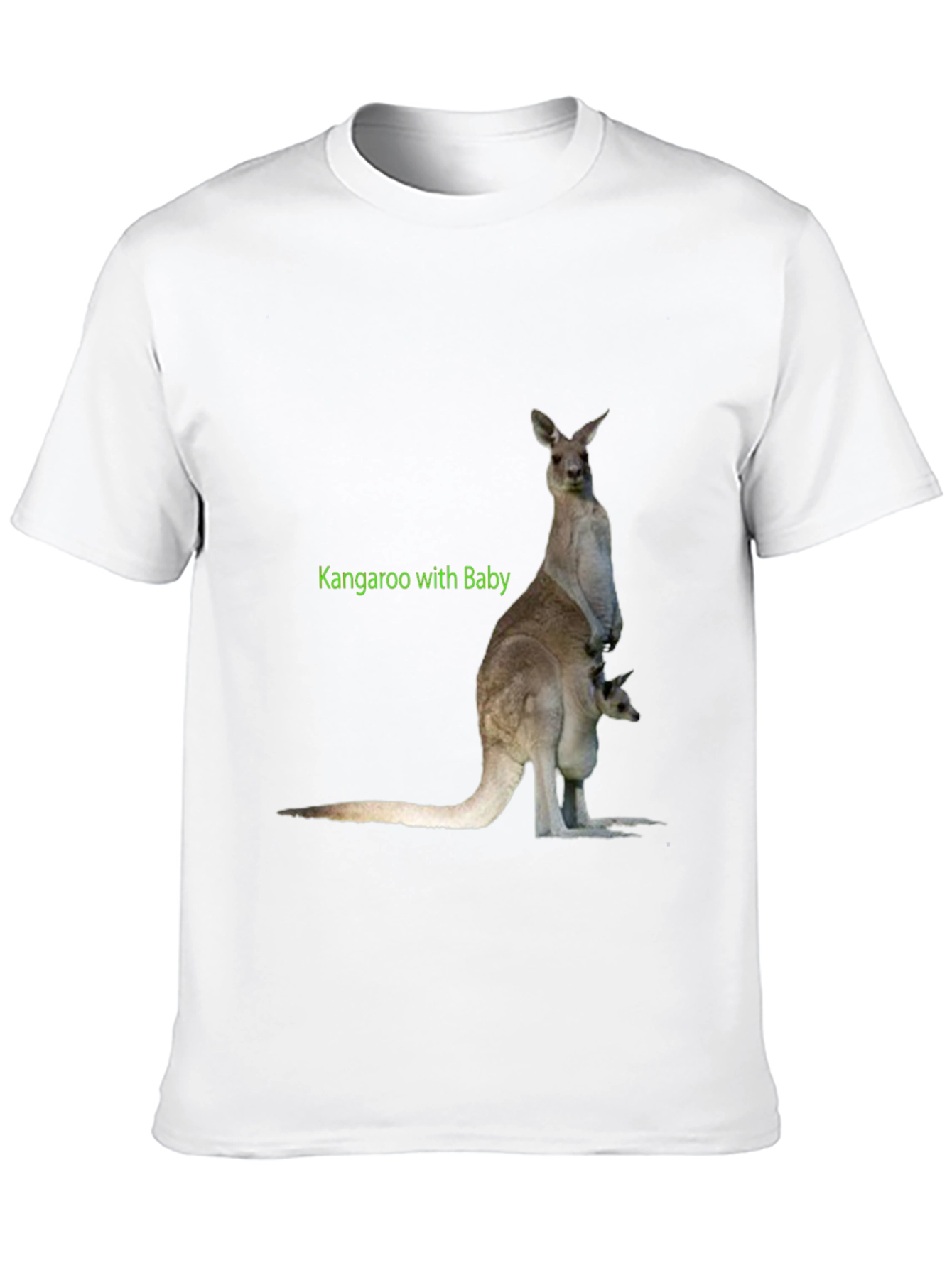 Kangaroo with Baby Graphic Tee - Black Cotton T-Shirt