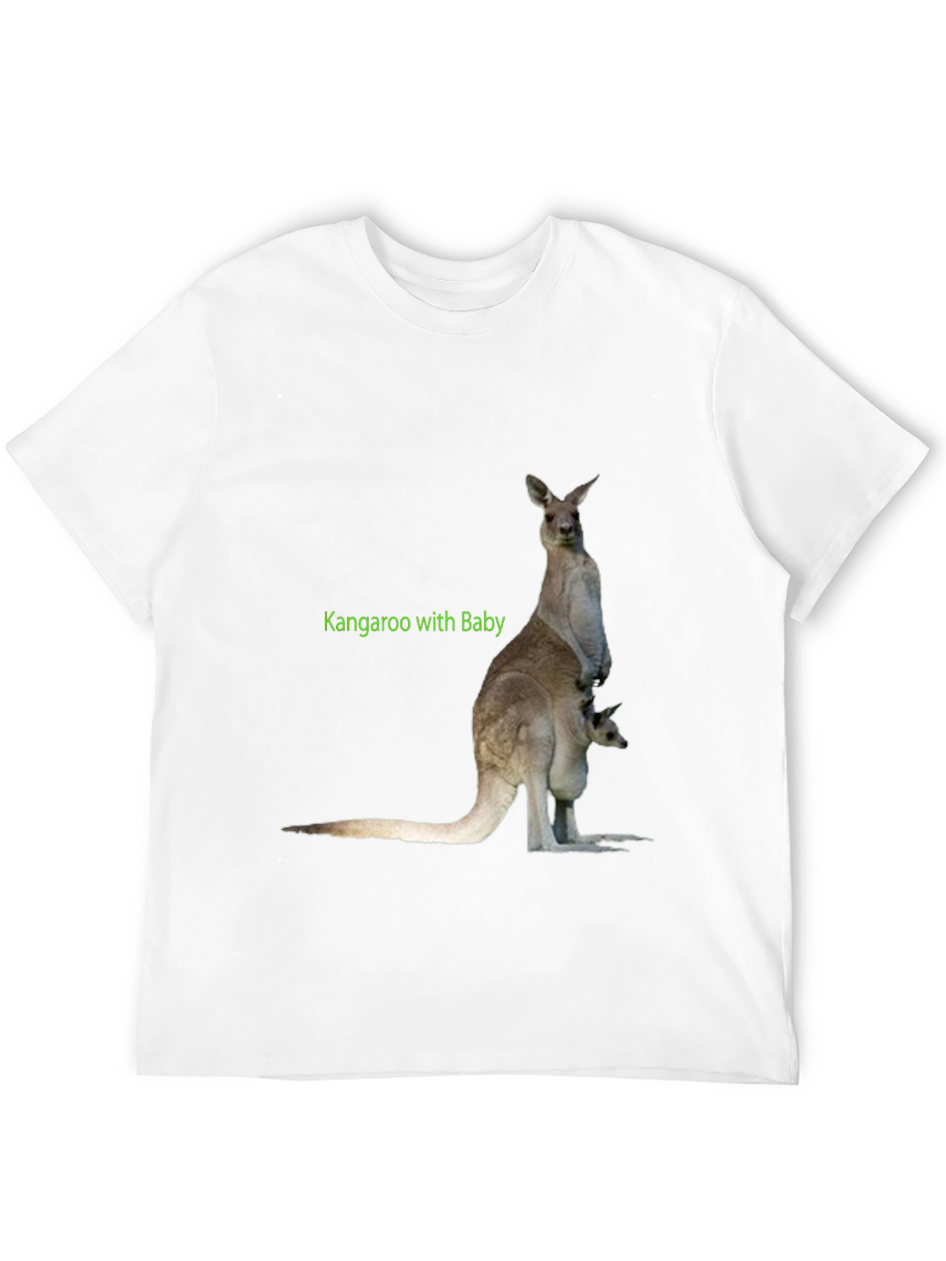 Kangaroo with Baby Graphic Tee - Black Cotton T-Shirt