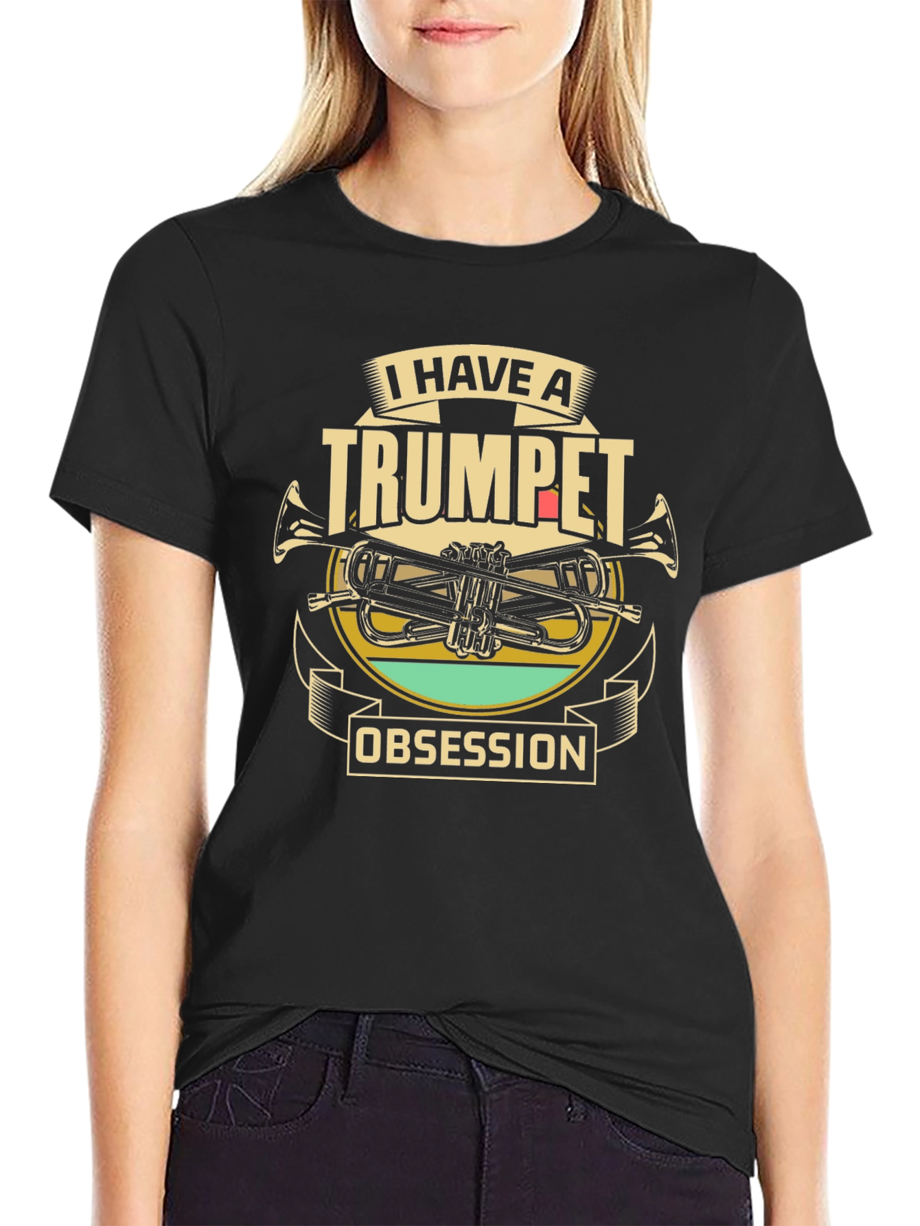 Trumpet Obsession Black Graphic Tee