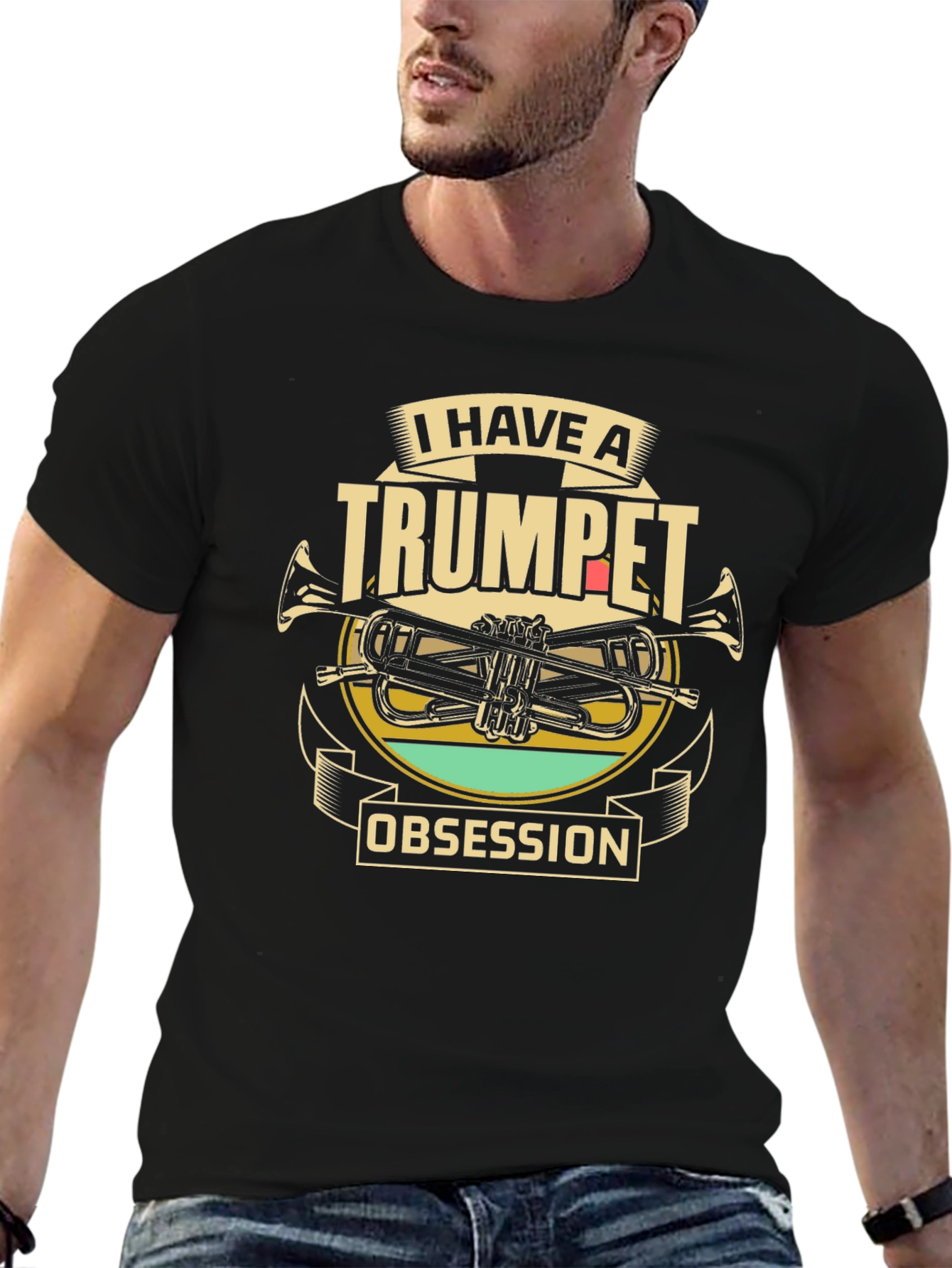 Trumpet Obsession Black Graphic Tee