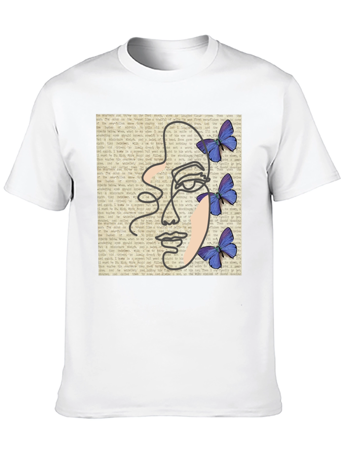 Abstract Face Butterfly Black T-Shirt
