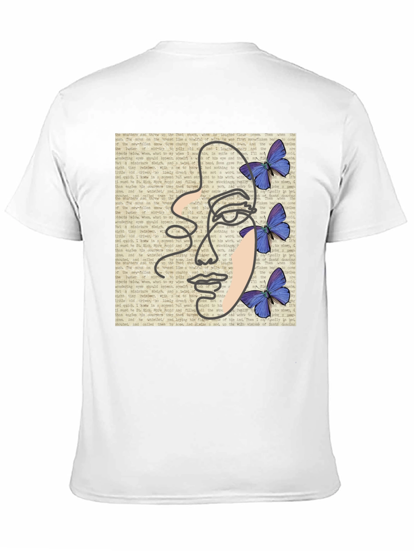 Abstract Face Butterfly Black T-Shirt
