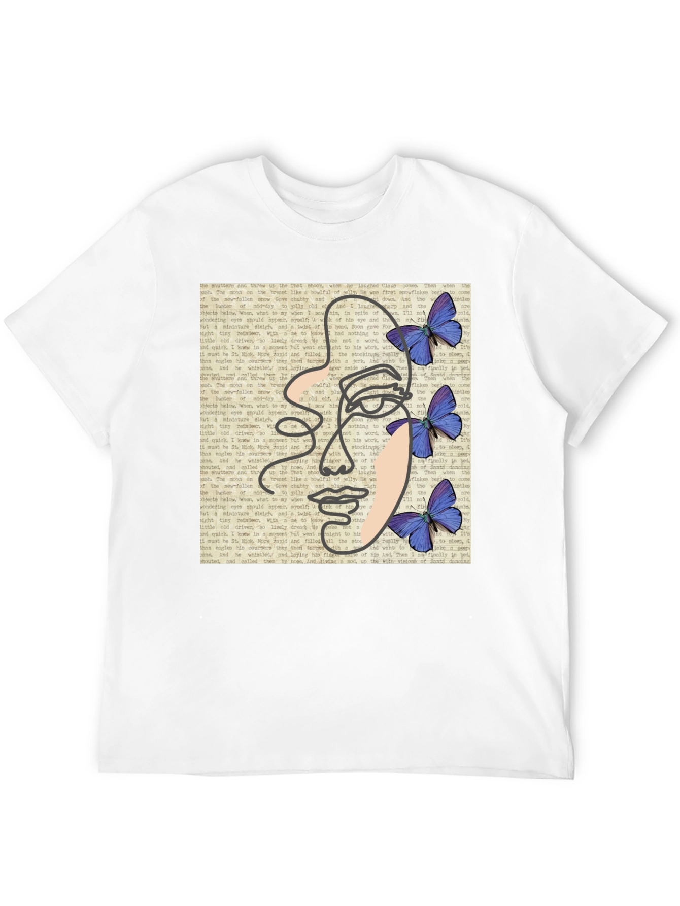 Abstract Face Butterfly Black T-Shirt